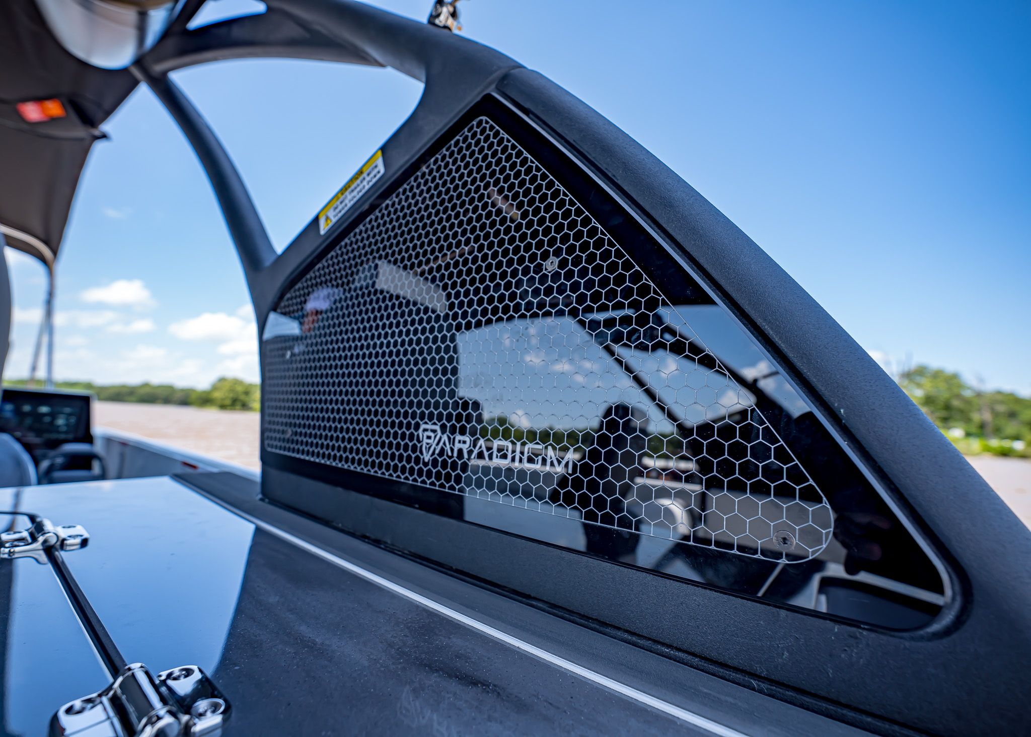 Close-up of Paradigm 266 SL SURF boat, model year 2025.