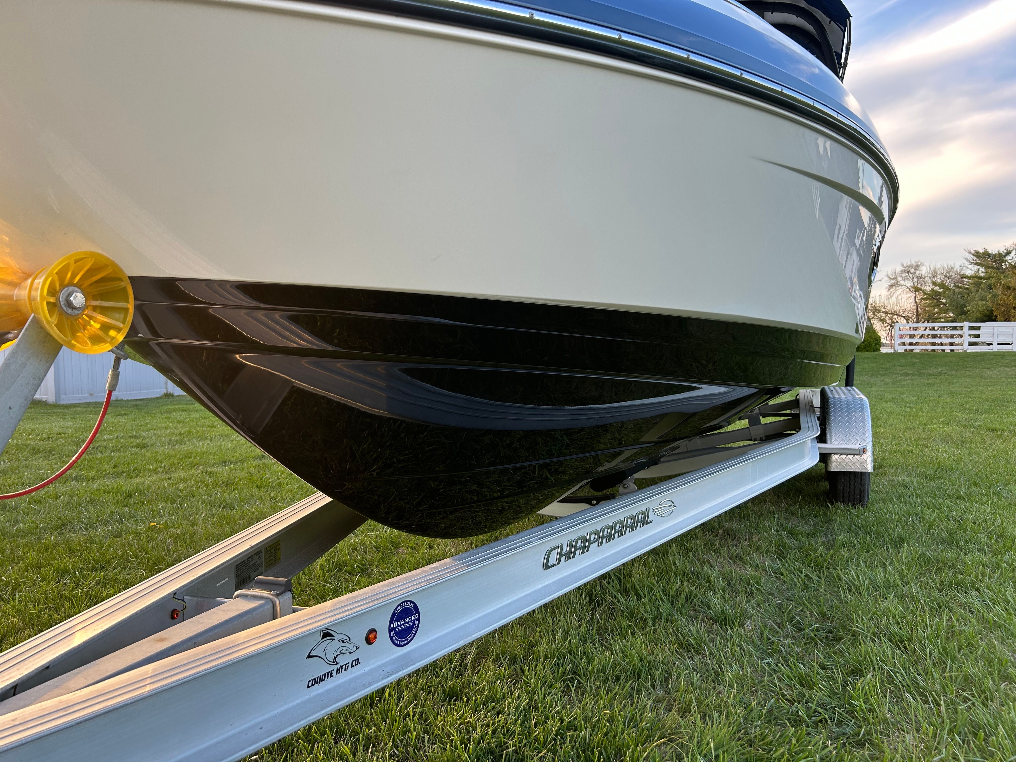 2015 Chaparral Vortex 243 VRX boat on trailer outdoors.