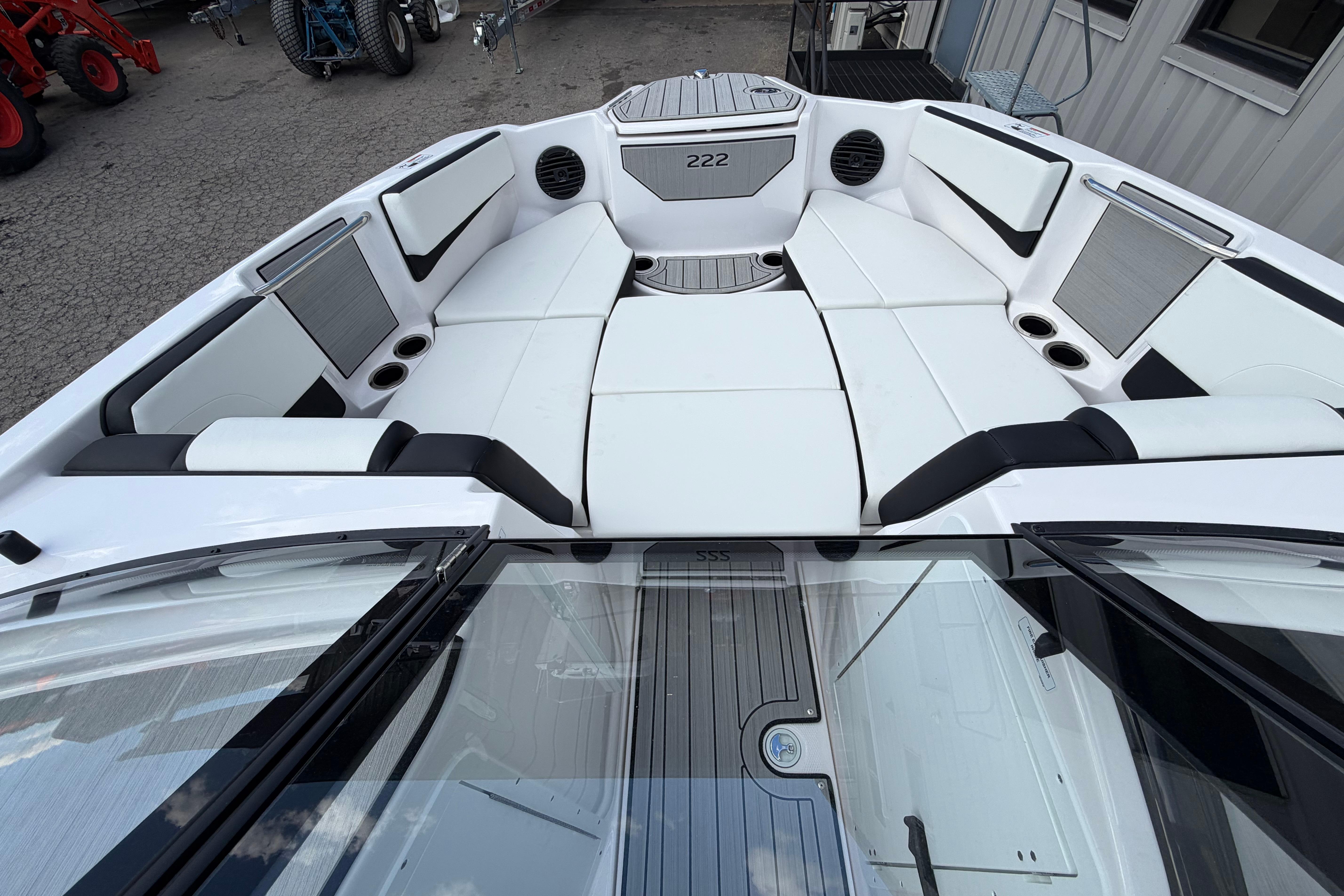 Interior view of 2026 Yamaha Boats 222SD, featuring spacious seating and modern design.