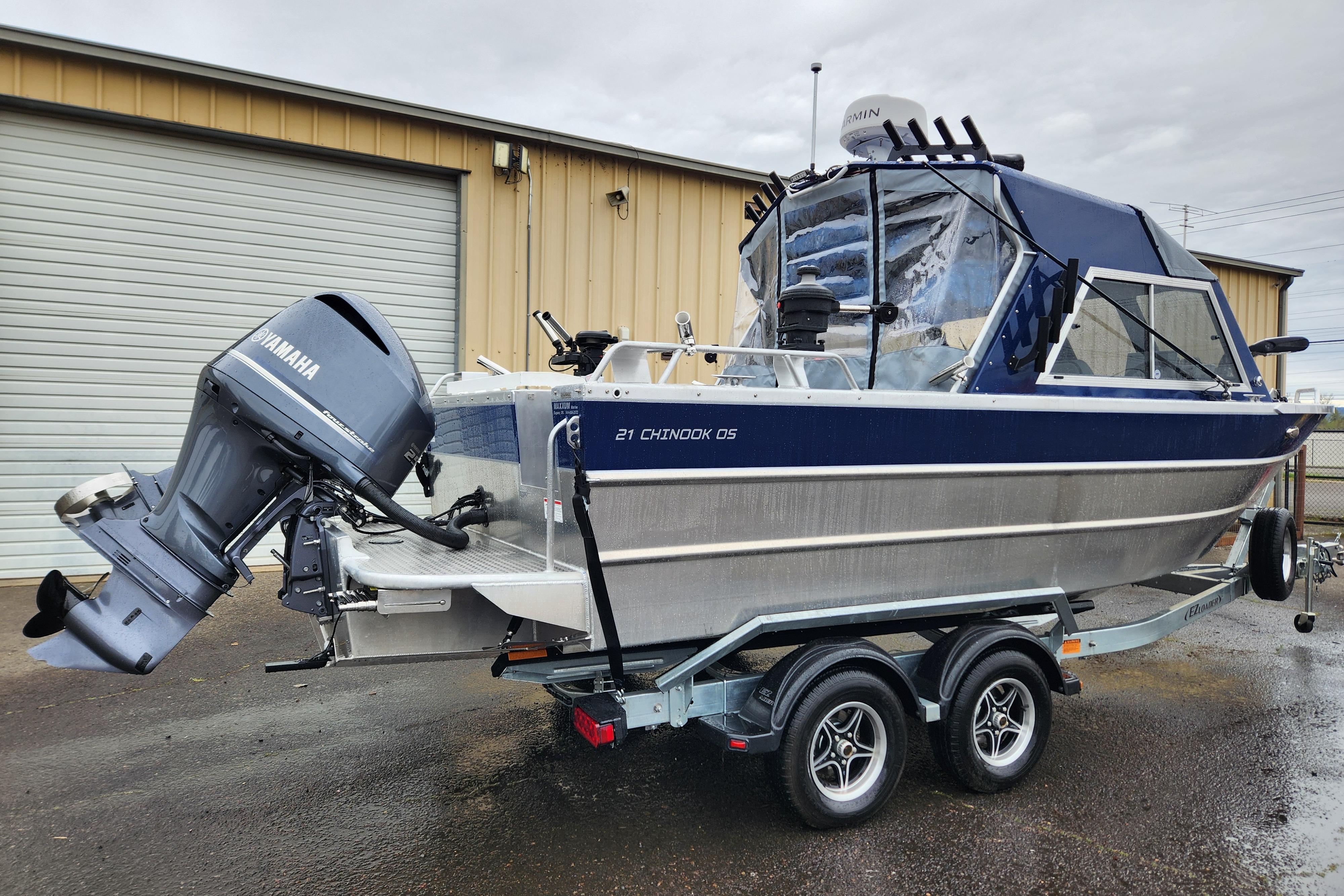 2025 Thunder Jet 21 Chinook OS boat with Yamaha outboard motor on trailer.