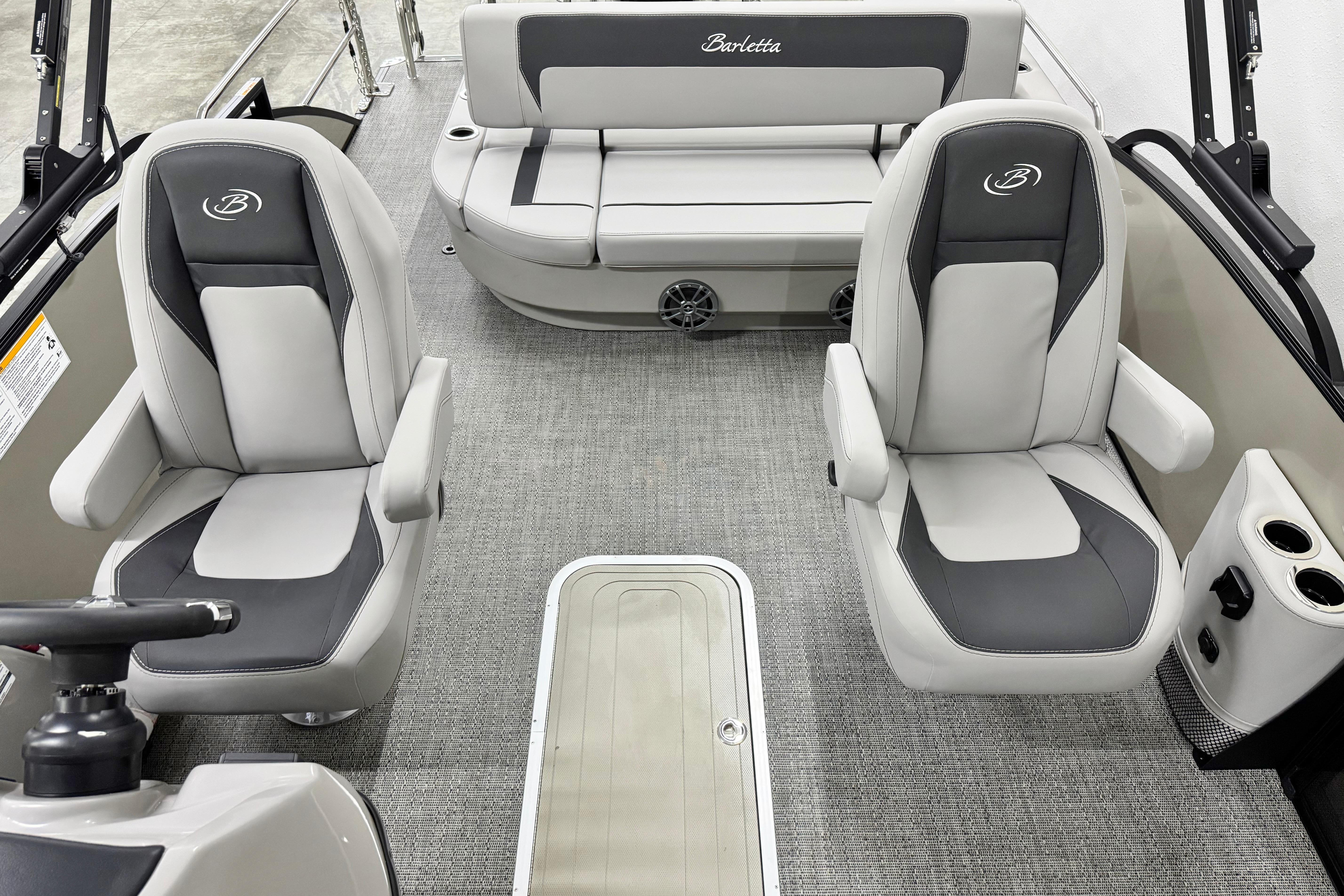 2025 Barletta Aria 24UC boat interior with plush seating and modern design.