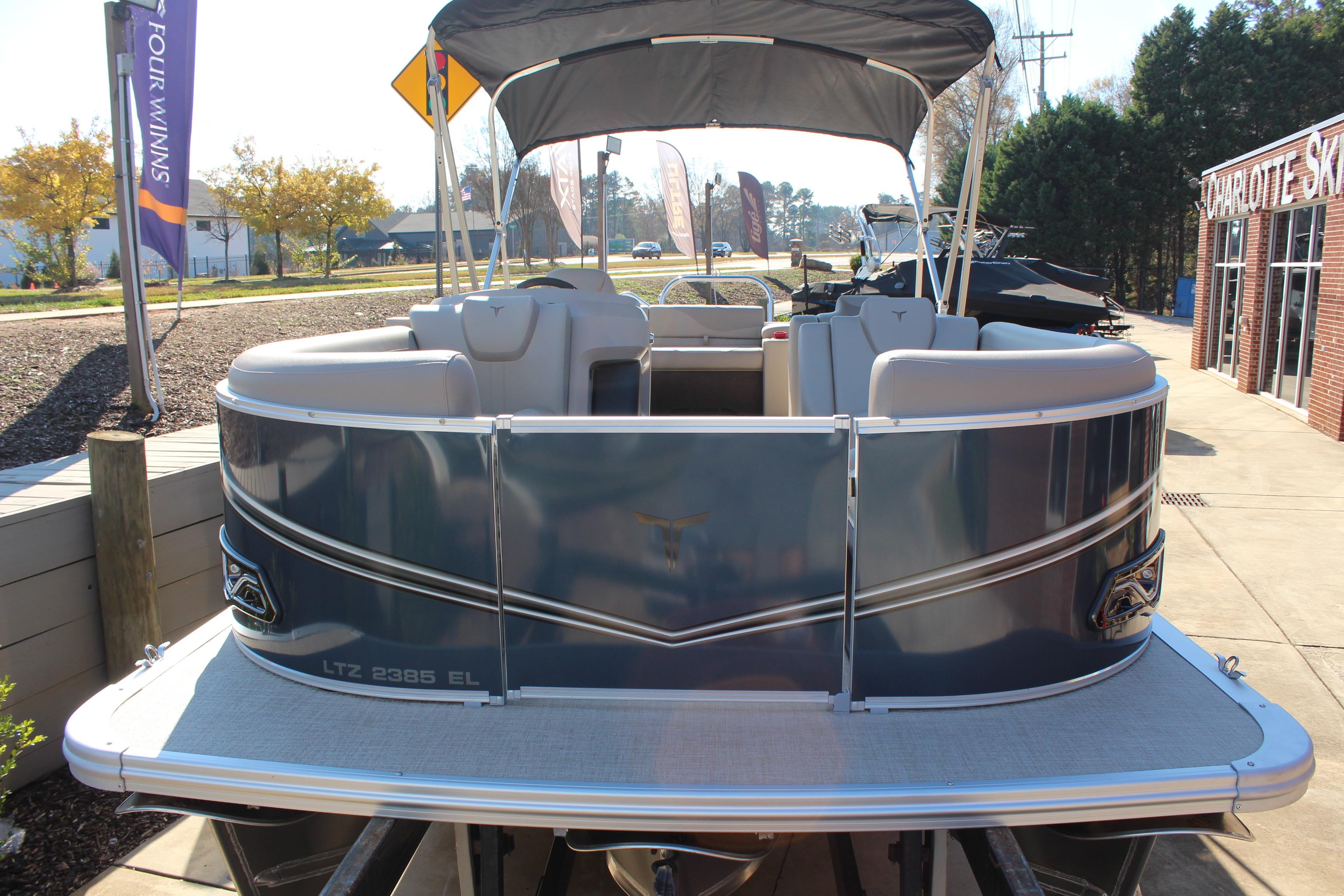 2026 Tahoe Pontoon LTZ Elite boat with sleek design and spacious seating.