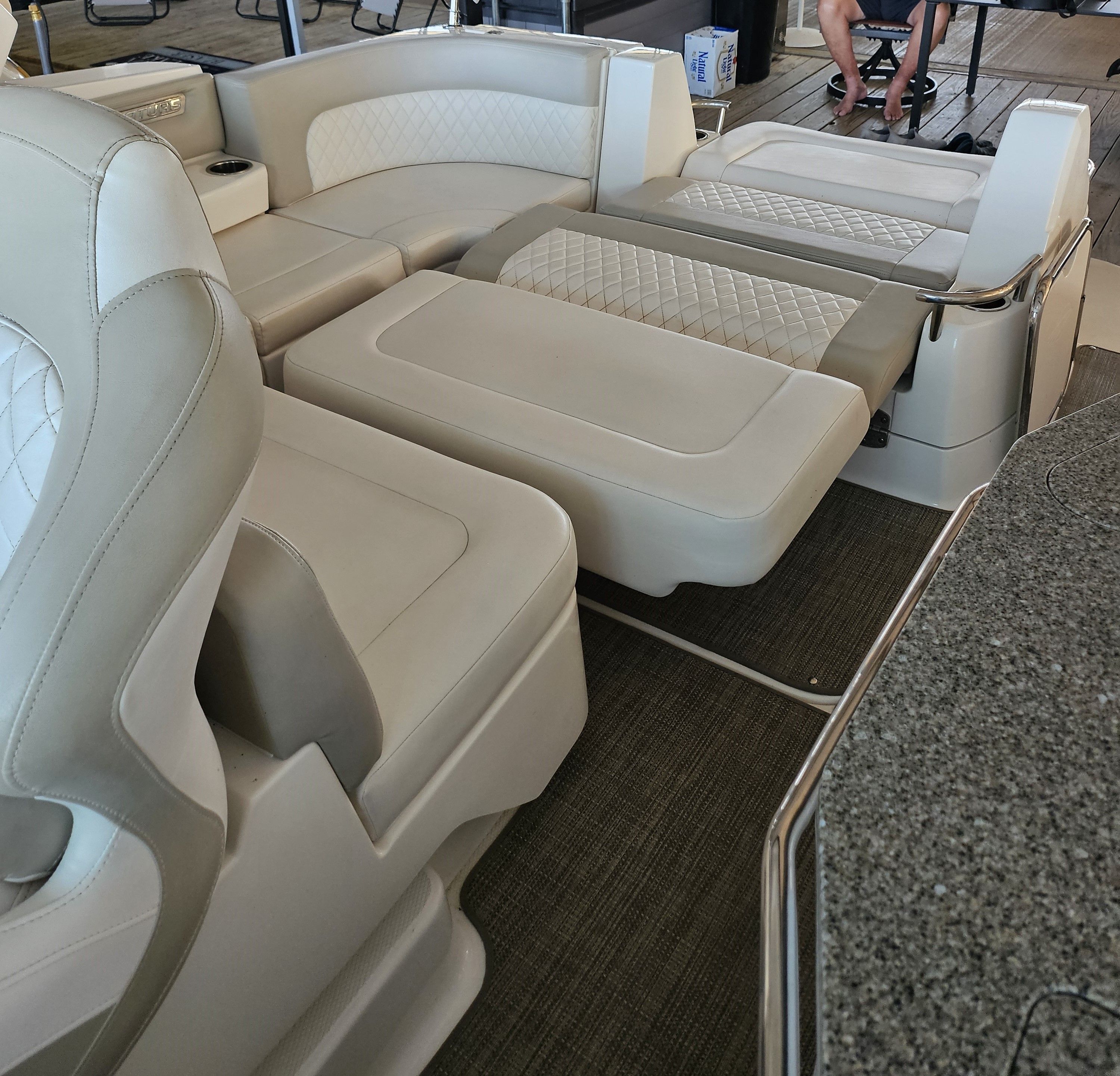 Interior of 2014 Chaparral 330 Signature with luxurious seating.