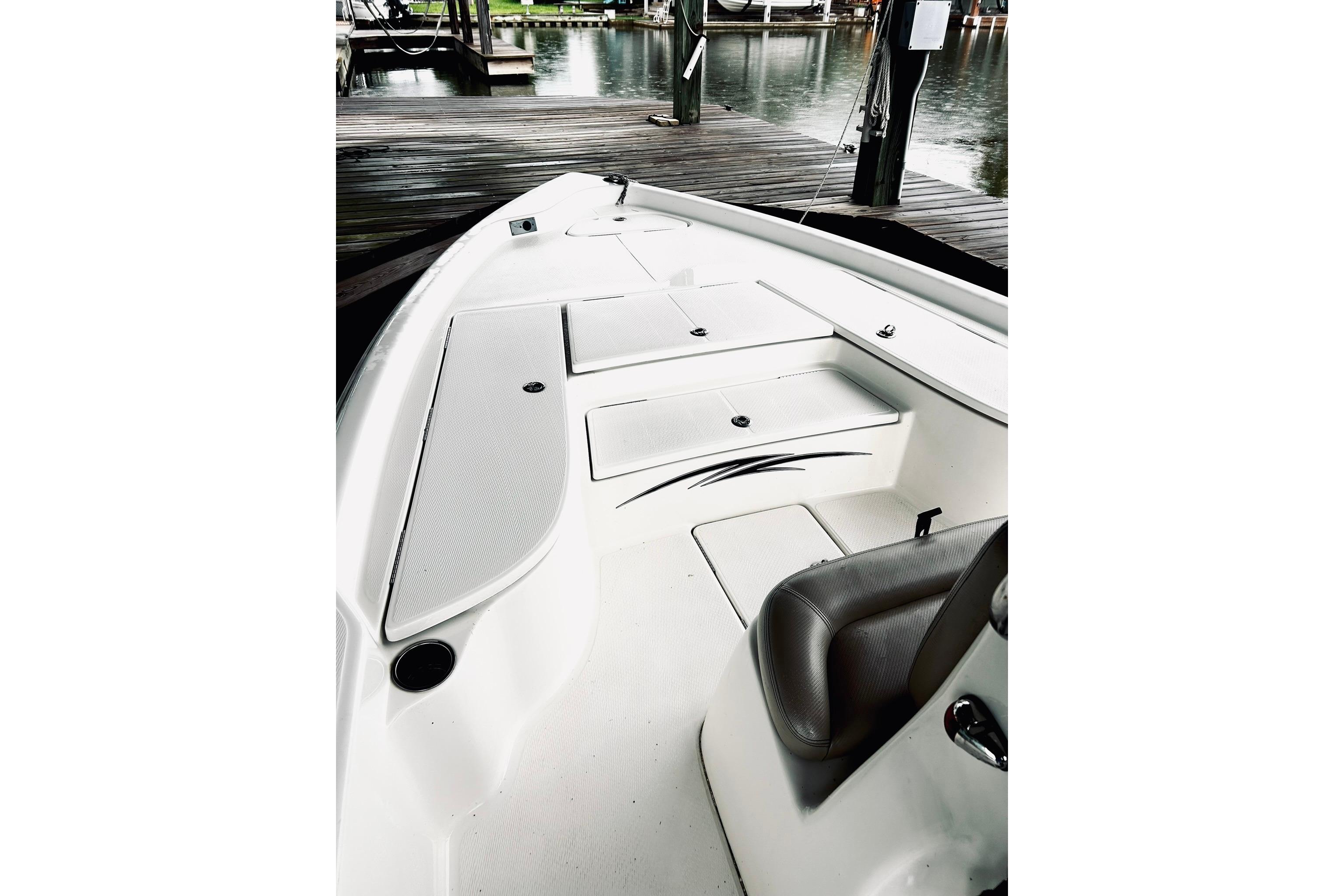 2017 Blue Wave 2200 PureBay boat interior with seating and storage compartments.