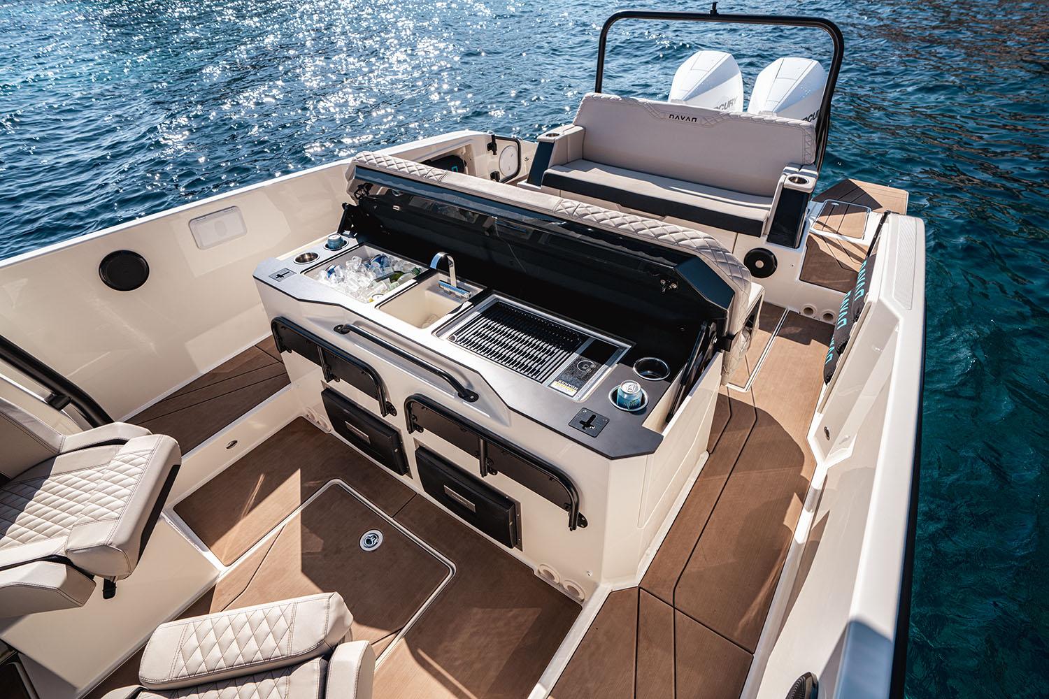 Manufacturer Provided Image: Luxurious 2026 Navan S30 boat interior with modern amenities and sleek design on open water.