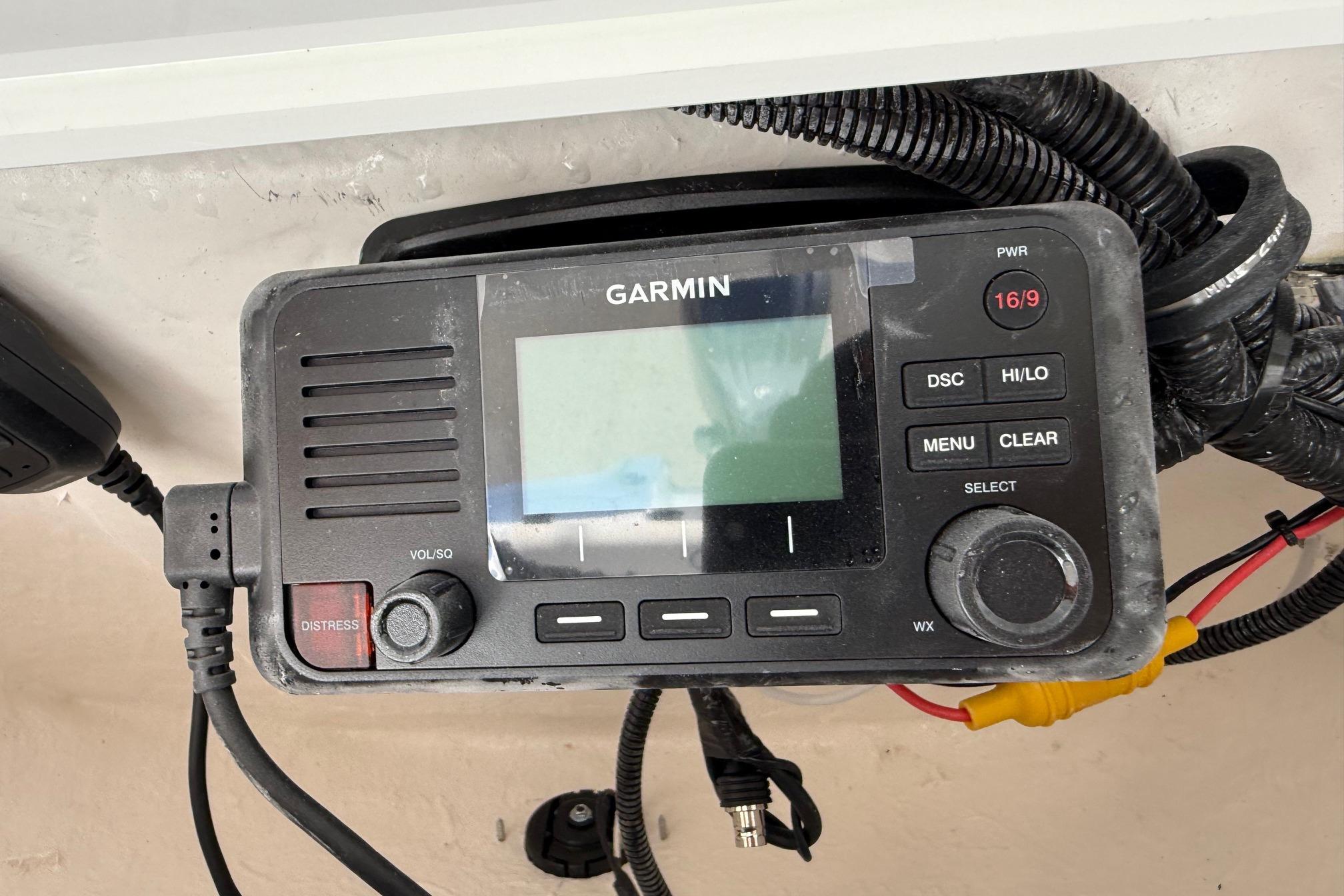 Garmin marine radio on 2026 Sea Hunt BX 22 BR boat dashboard.