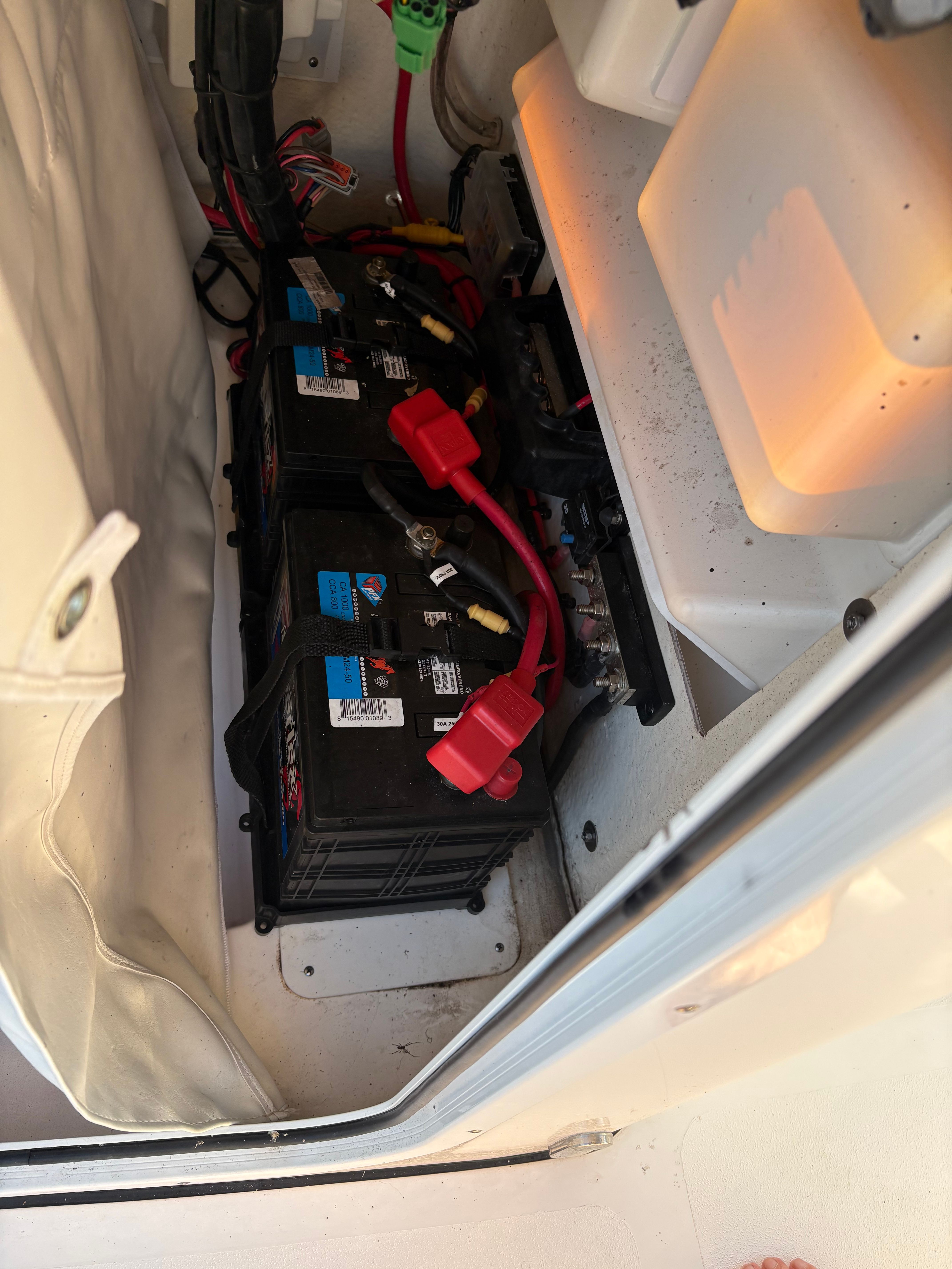 Battery compartment of the 2024 Tidewater 198 CC Adventure