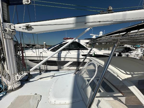 1989 Concordia 52 sailboat docked at marina with other boats.