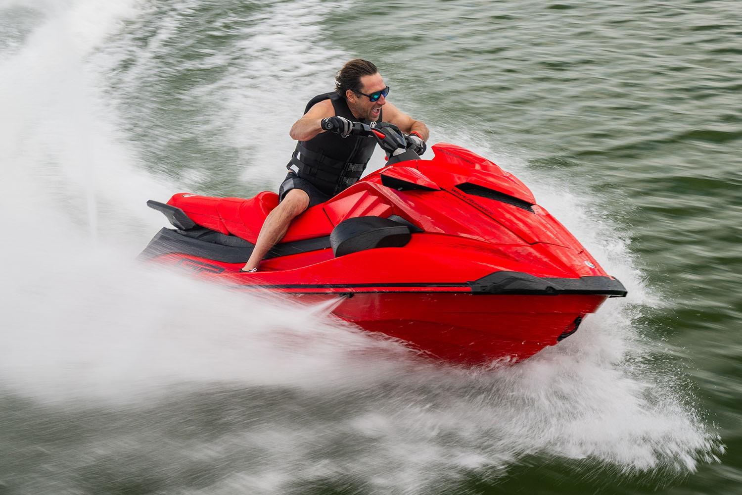 Manufacturer Provided Image: 2026 Yamaha WaveRunner GP SVHO jet ski speeding on water.