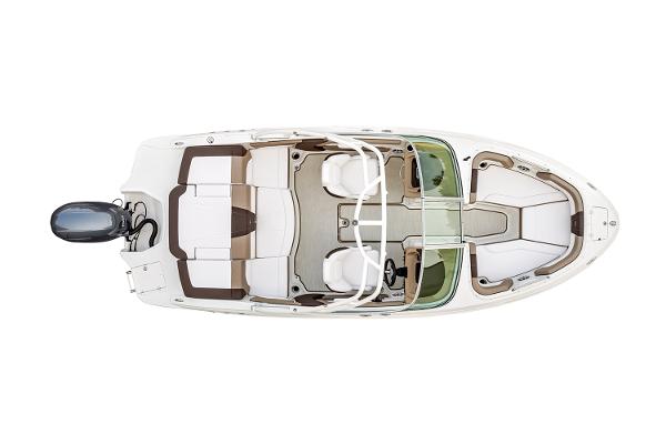 Manufacturer Provided Image: 2023 Chaparral 21 SSi OB boat, top view, white and brown interior.