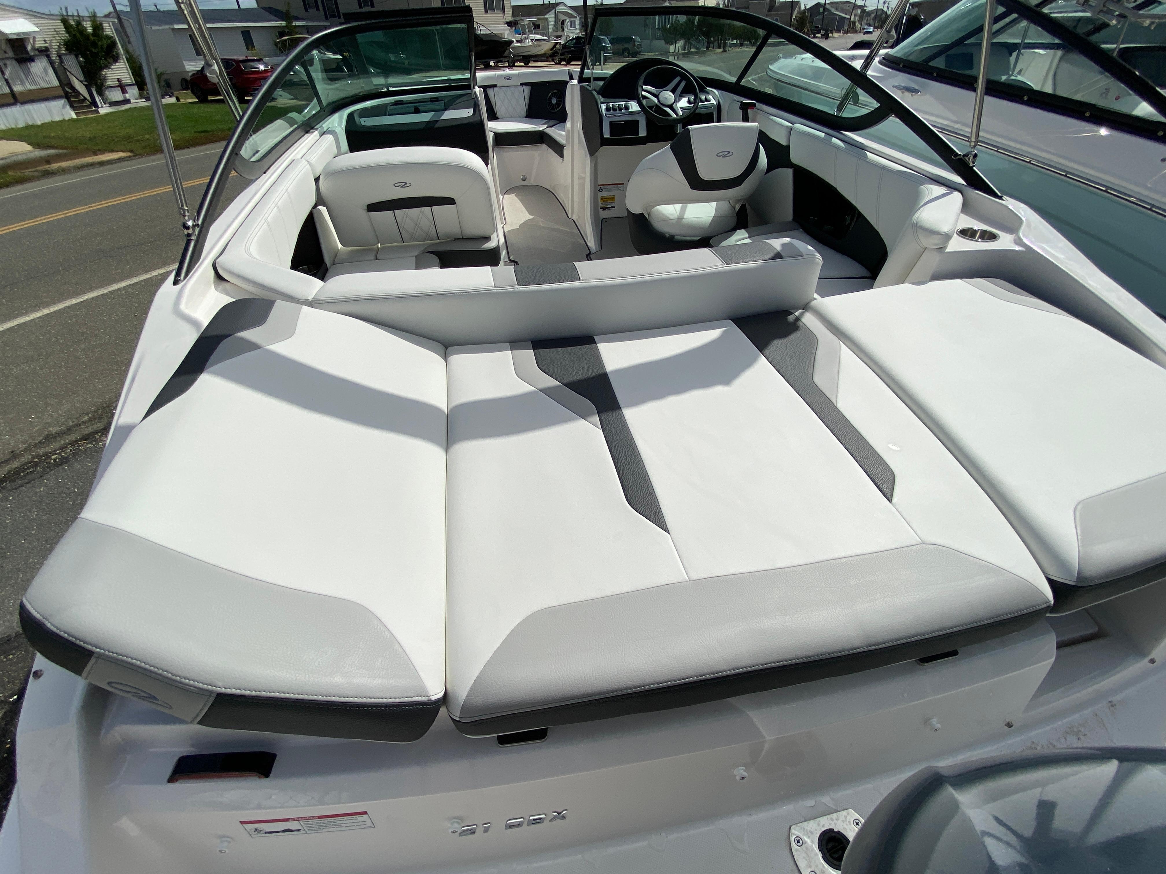 2026 Regal 21 OBX boat interior with sleek seating and modern dashboard design.