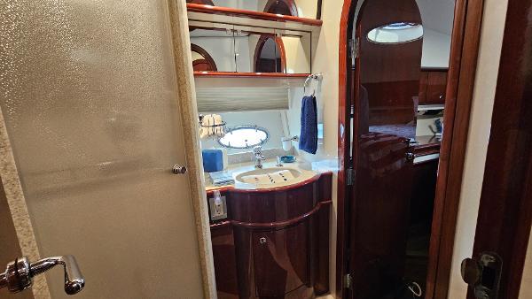 Luxurious bathroom interior of 2005 Neptunus 56 Flybridge yacht.
