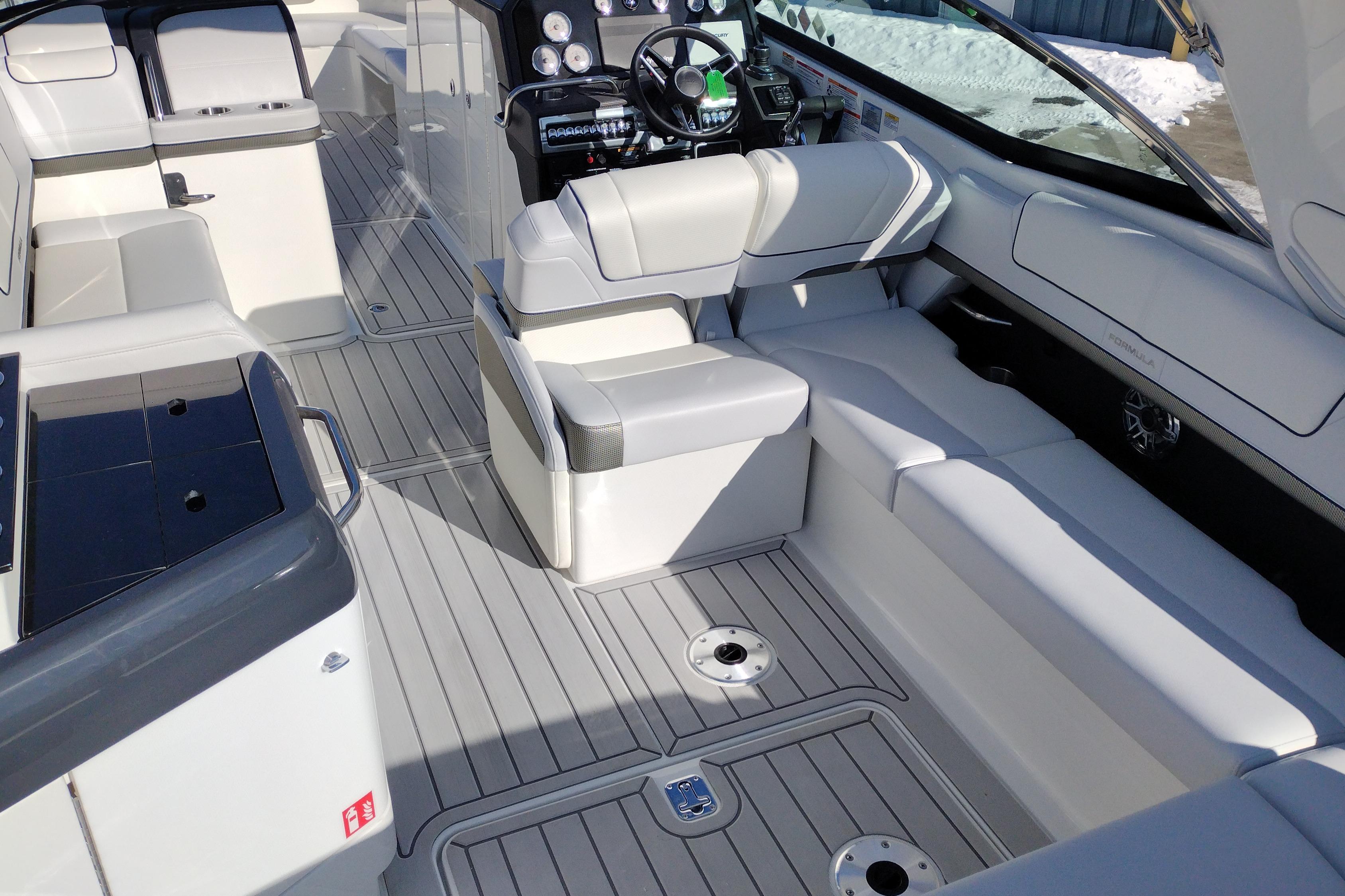 2026 Formula 310 Bowrider interior with sleek seating and modern dashboard design.