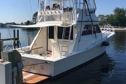 1989 Viking 41 Sportfish Convertible docked at marina.