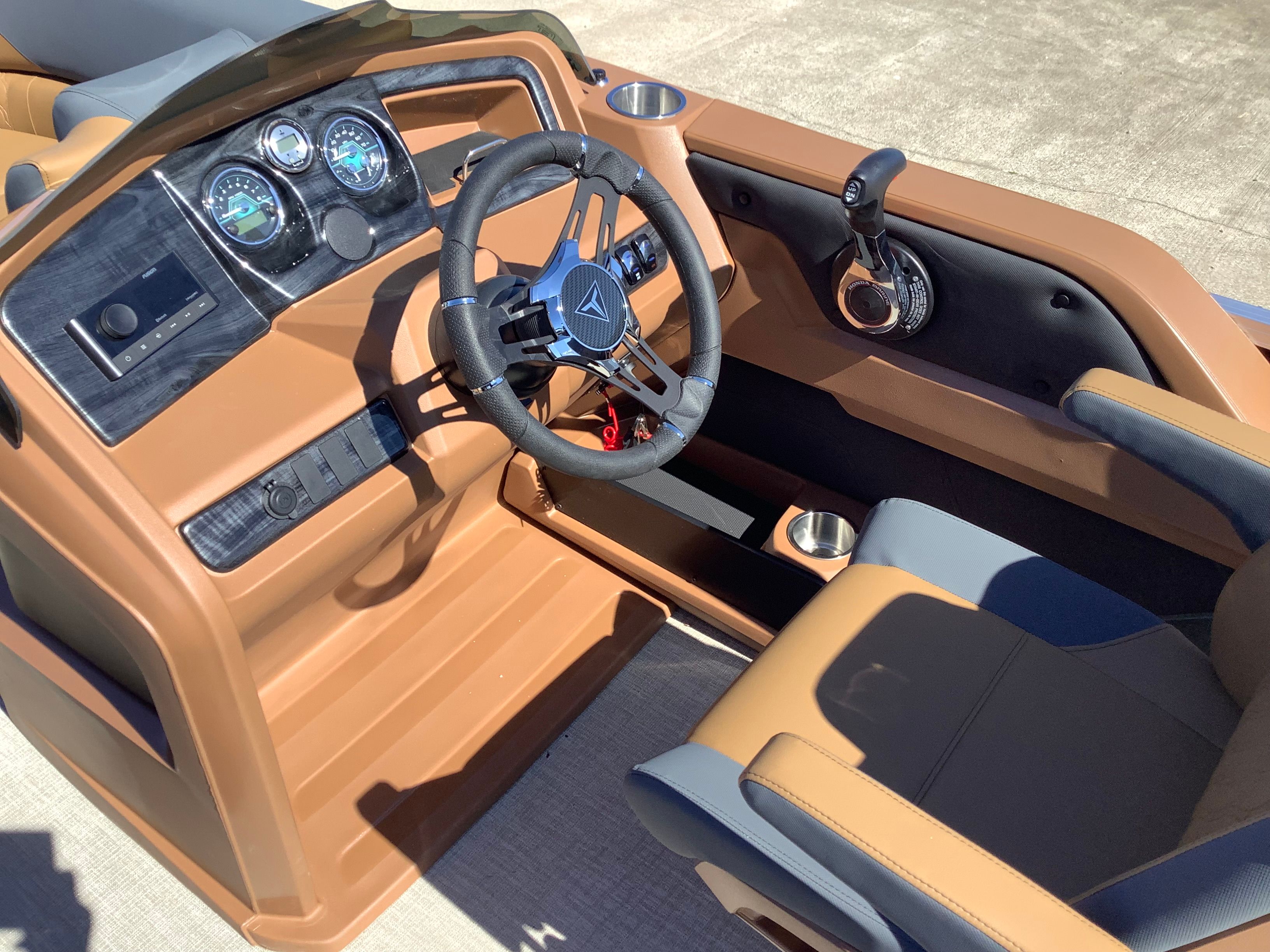 Interior of 2026 Tahoe 2385 LTZ Quad Lounger Shift boat.