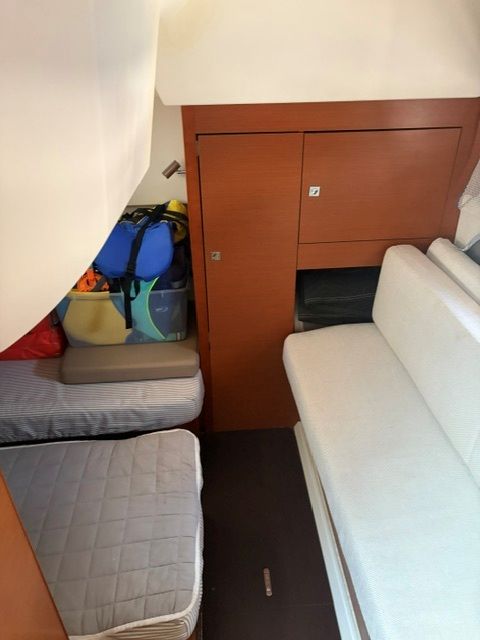 Interior of a 2016 Jeanneau Leader 36 yacht with seating area.
