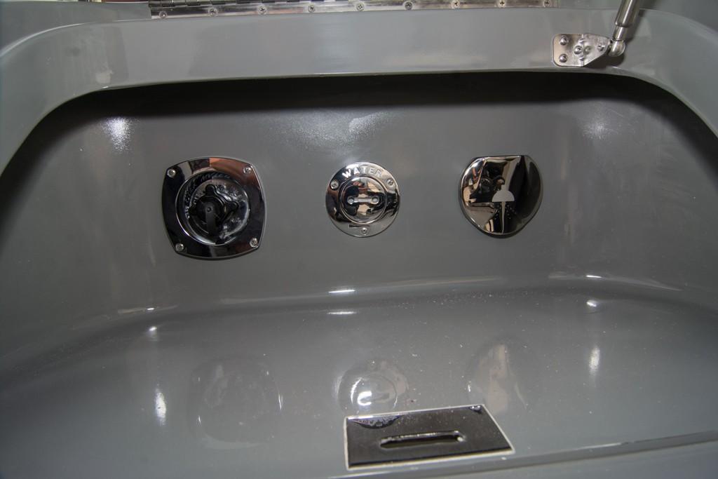 2019 Donzi 41 GT boat control panel with chrome fittings.