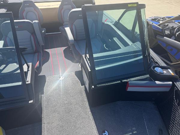 2025 Alumacraft Trophy 185X SC Rotax S boat interior with seating and windshield.