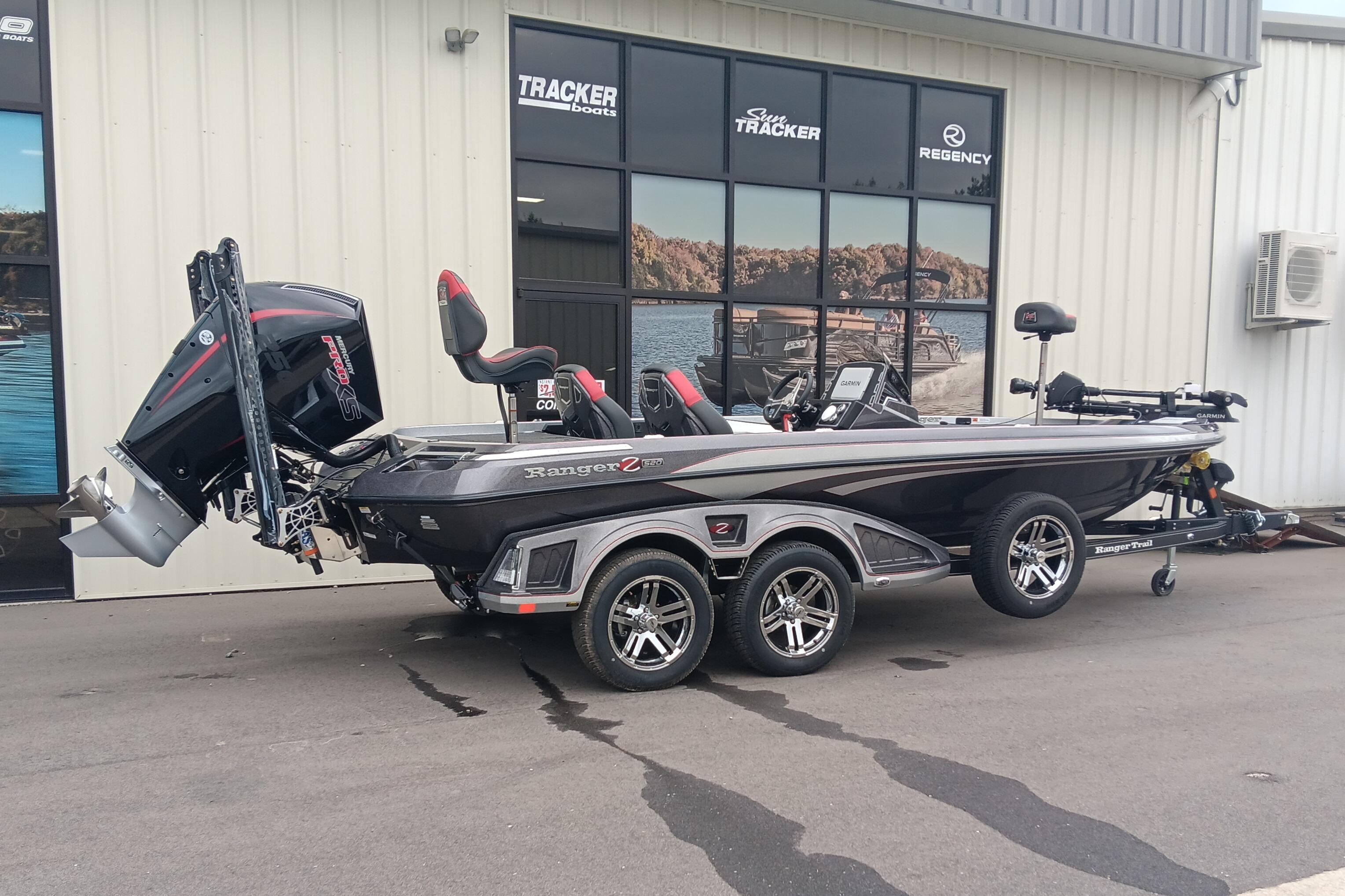 2026 Ranger Z520 boat on trailer outside Tracker Boats dealership.