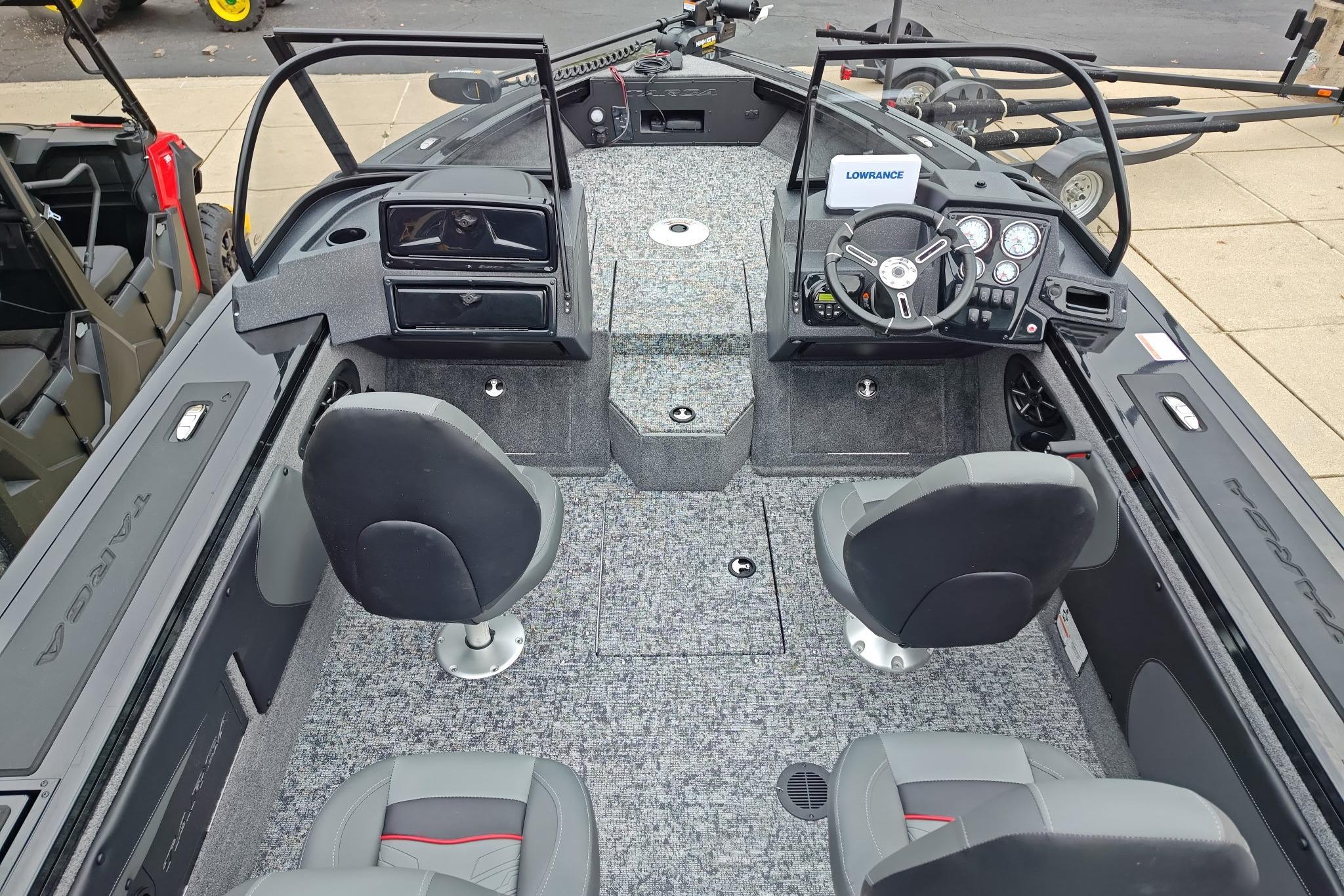 2026 Tracker Targa V-19 WT boat interior with modern dashboard and seating.