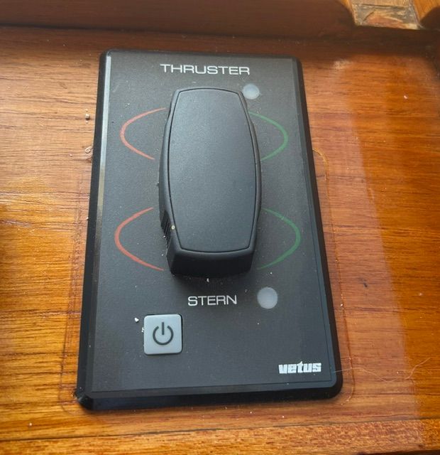 Thruster control panel on 1980 Grand Banks 32 Sedan boat.