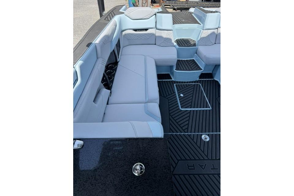 Interior of 2026 MasterCraft XStar 25 boat with sleek seating and modern design.