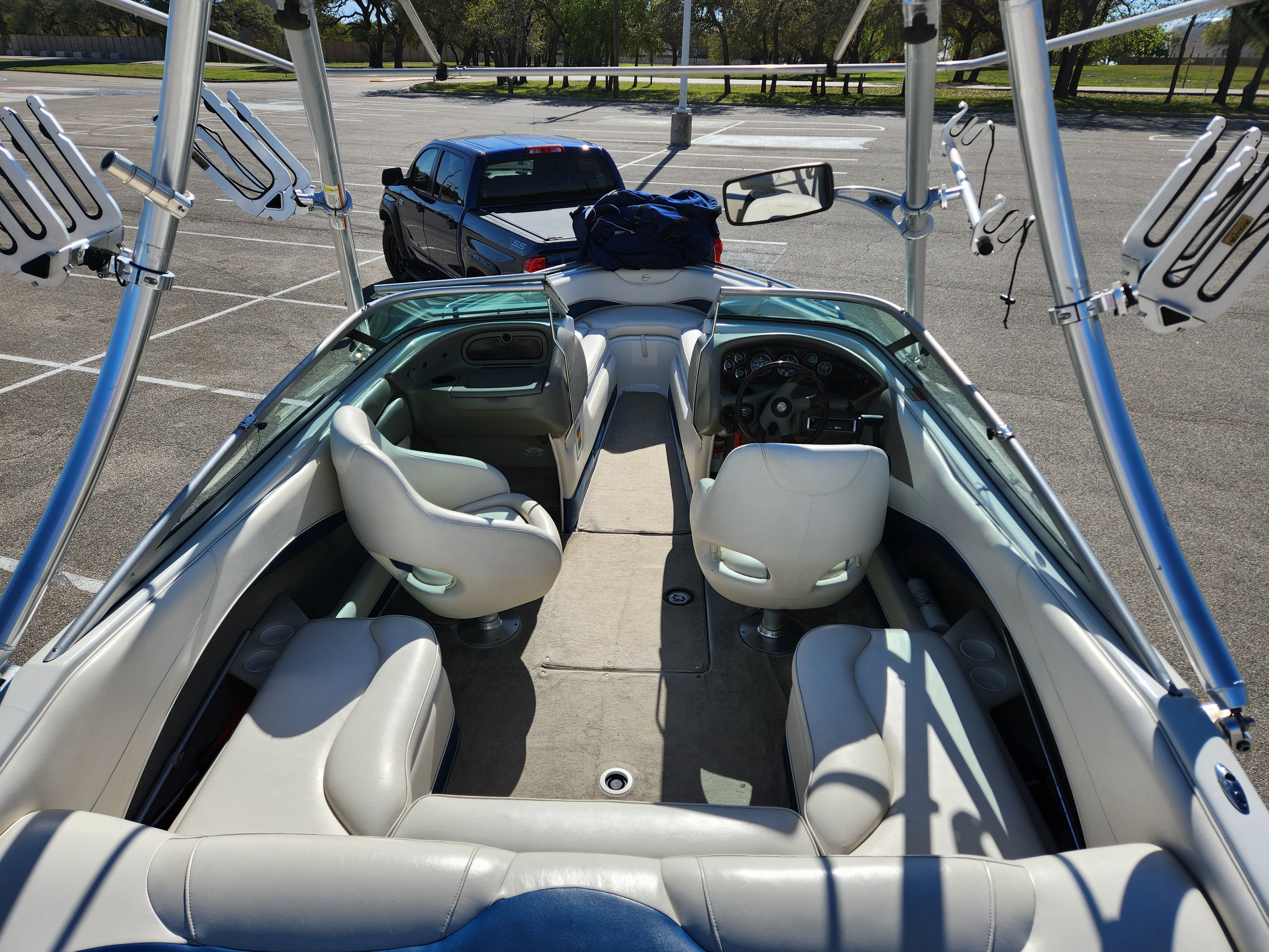 Interior view of a 2003 Crownline 225 BR boat.