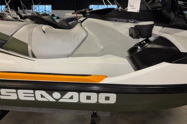 2020 Sea-Doo FISH PRO jet ski, side view, in showroom setting.