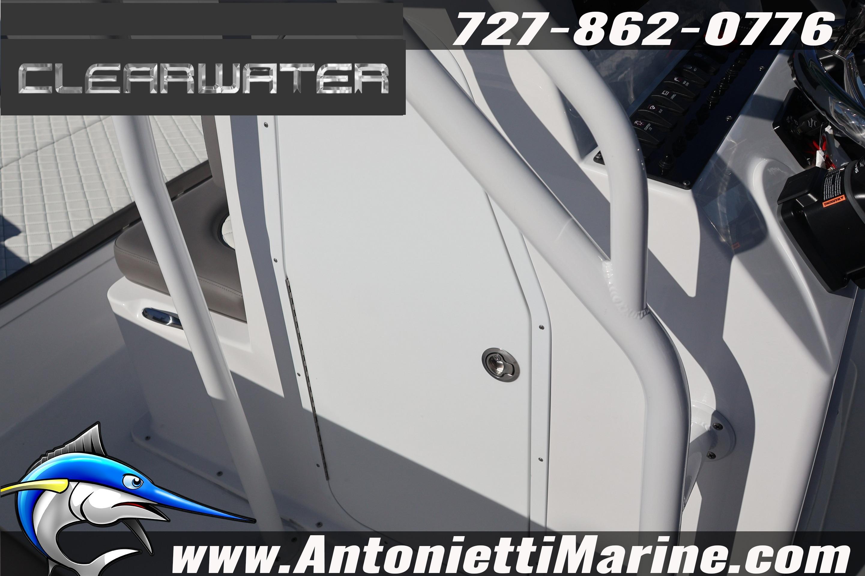 Clearwater 2300 boat interior, featuring sleek design and modern controls, 2026 model.