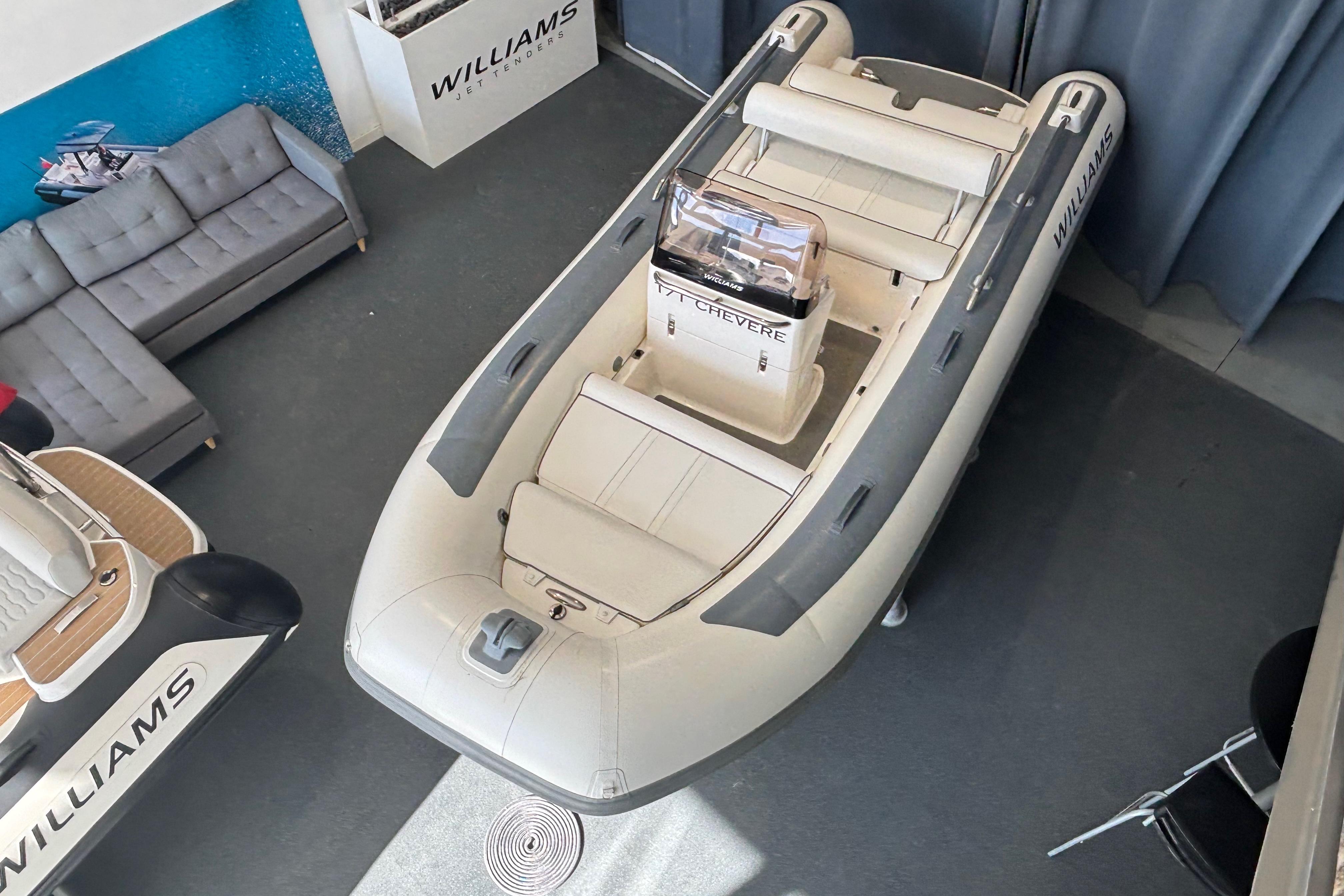 2017 Williams Jet Tenders Sportjet 460 in showroom, top view.