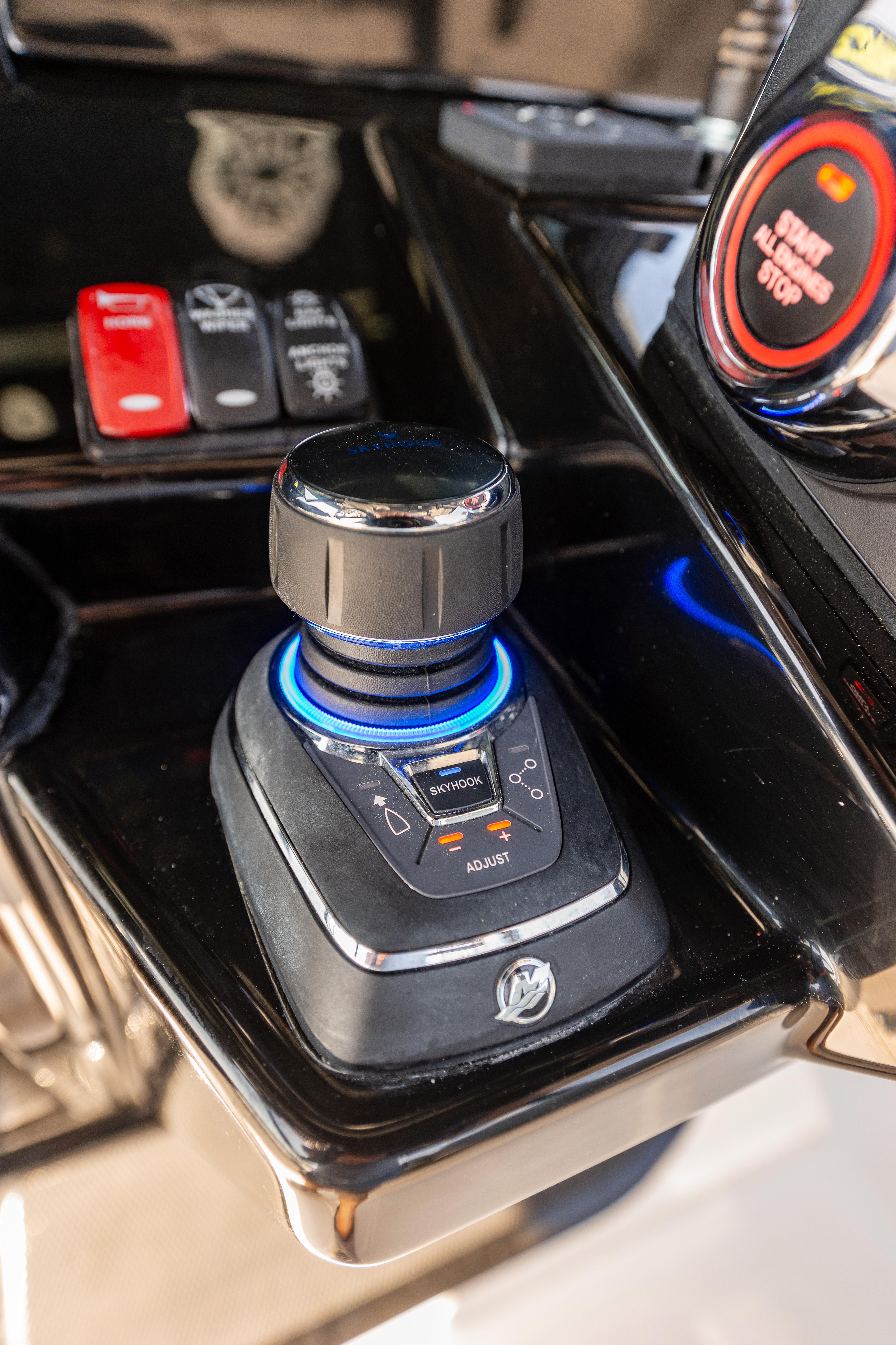Joystick control panel of the 2024 HCB 39 Speciale boat.