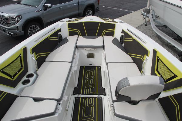2023 Scarab 255 Open ID boat interior with modern seating and design.
