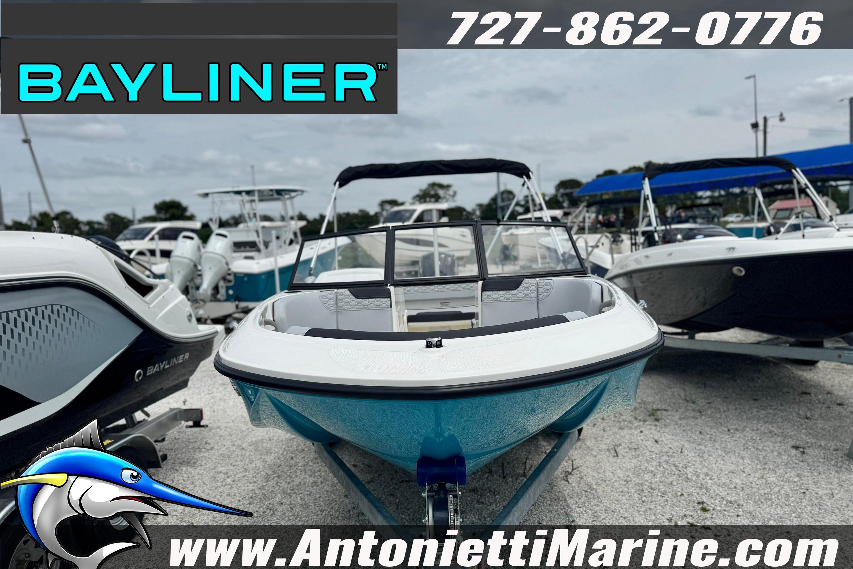 2026 Bayliner Element M17 boat displayed at Antonietti Marine dealership.