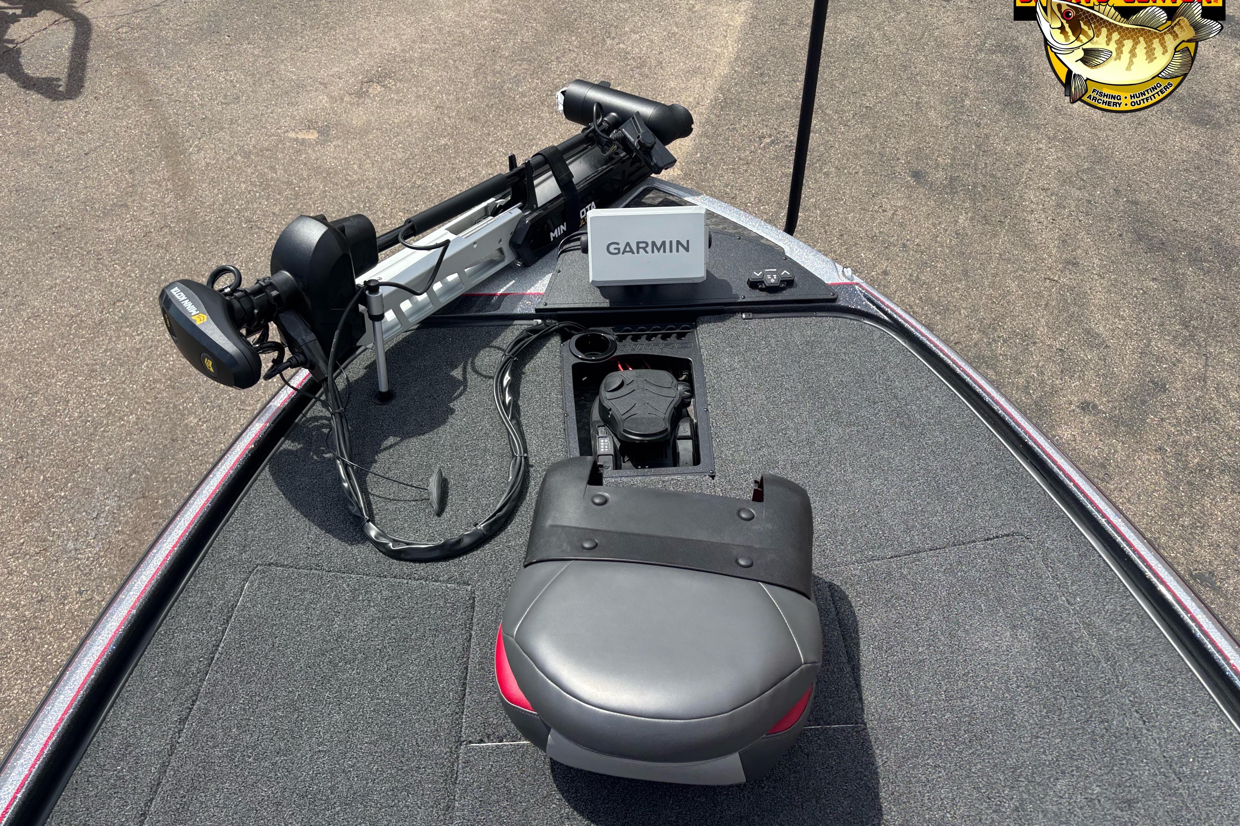 2026 Nitro Z20 XL Pro boat deck with Garmin electronics and Minn Kota trolling motor.
