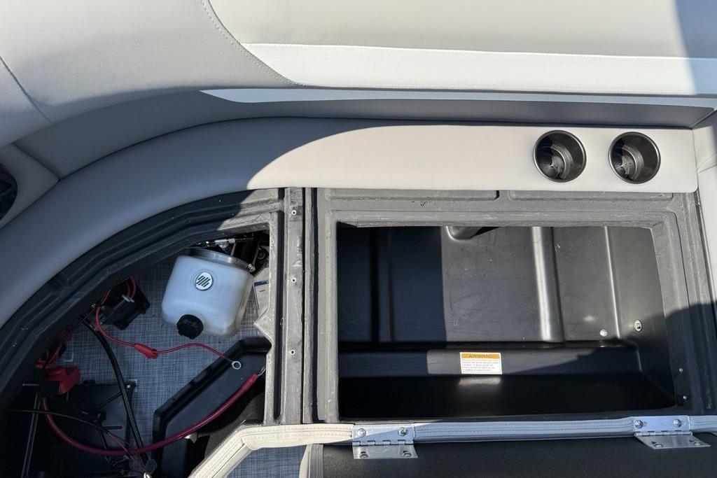 Interior view of 2026 Premier 220 Sunscape RF boat storage compartment.