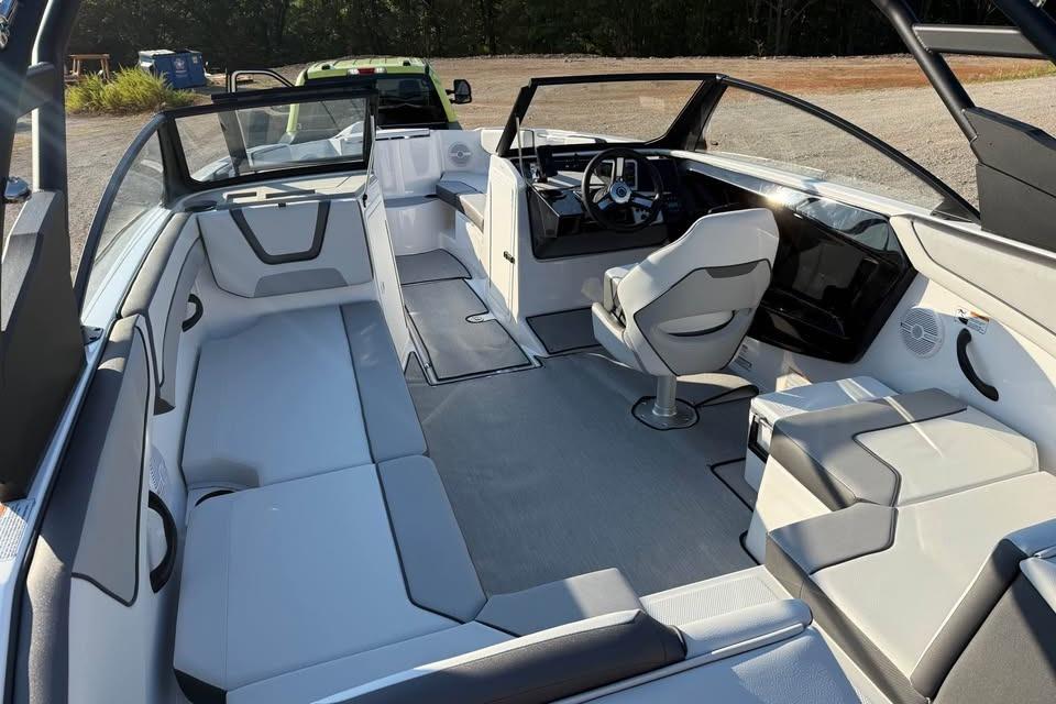 2026 Yamaha Boats AR220 interior with modern seating and sleek design.