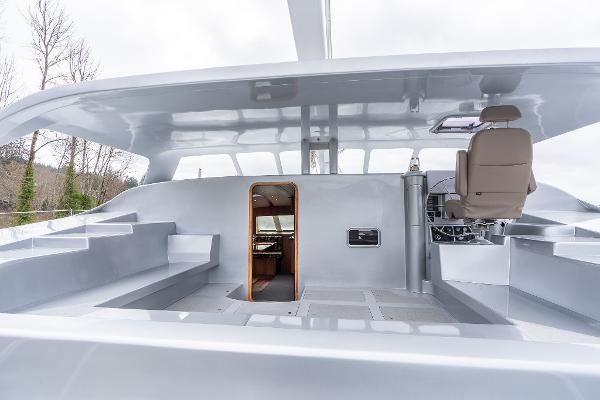 Shuttleworth 52 AeroRig 2025 yacht interior with modern helm and sleek design.