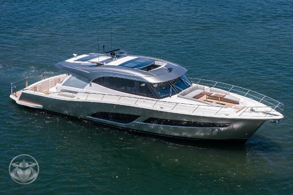 2025 Riviera 645 SUV luxury yacht cruising on the water.