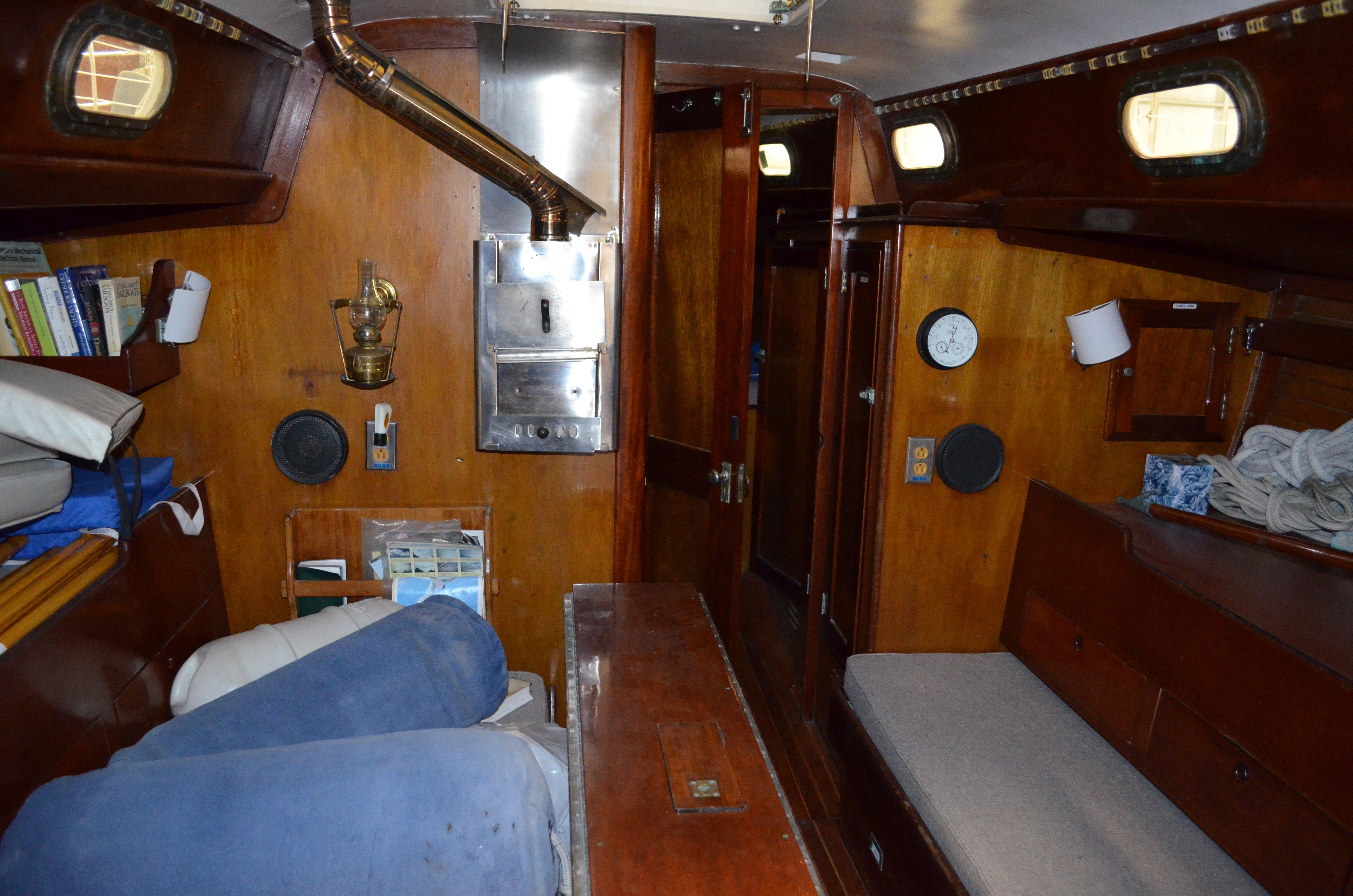 Interior of a 1963 Hinckley Bermuda 40 sailboat.