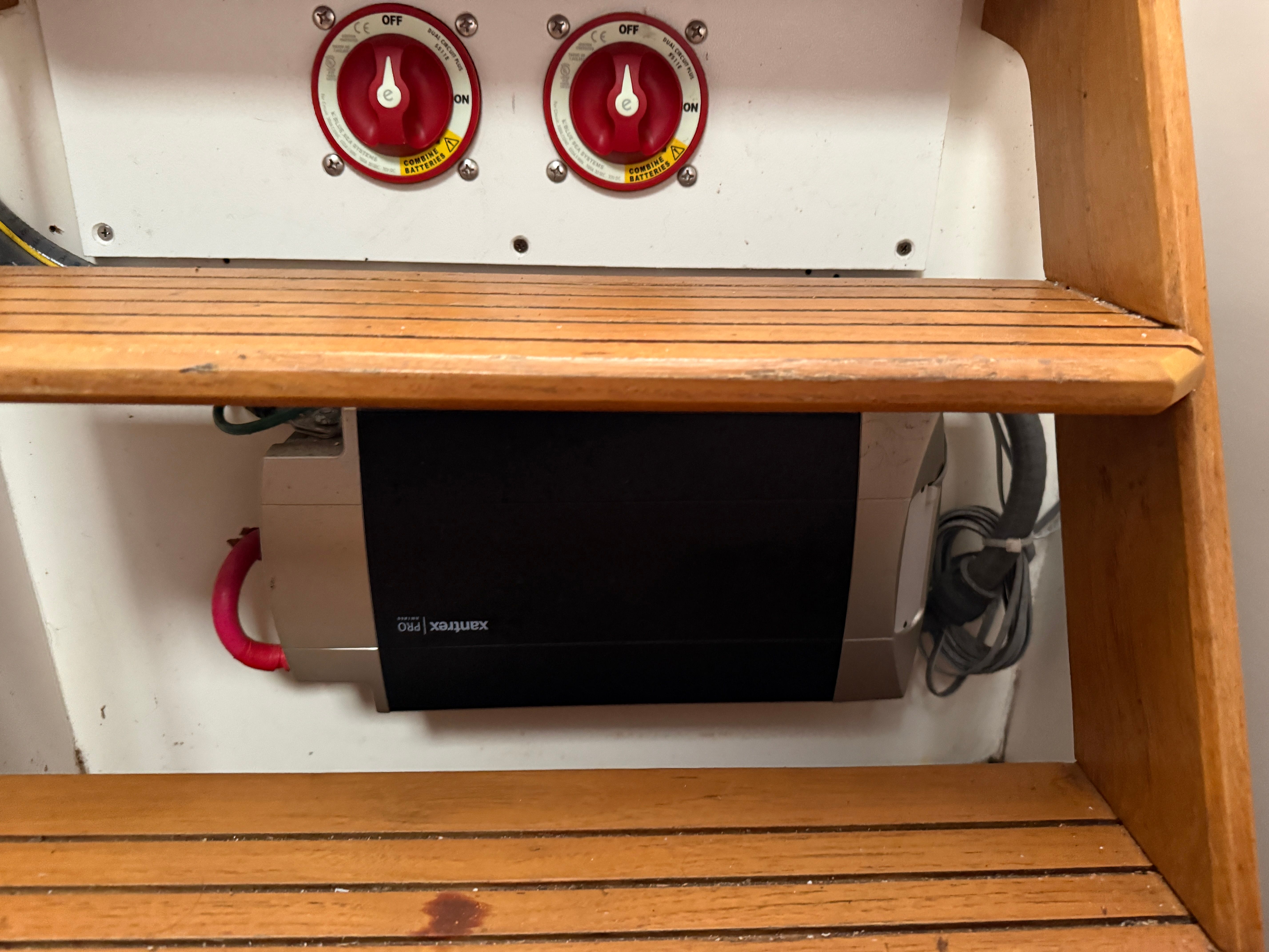 Electrical panel on Black Watch Custom 35 boat, year 1989.