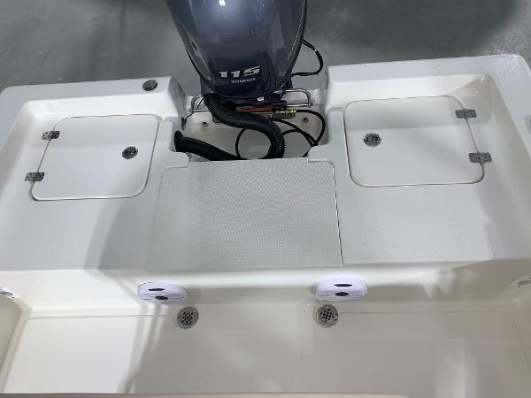 2026 Key West 188 Bay Reef boat deck with Yamaha 115 engine.