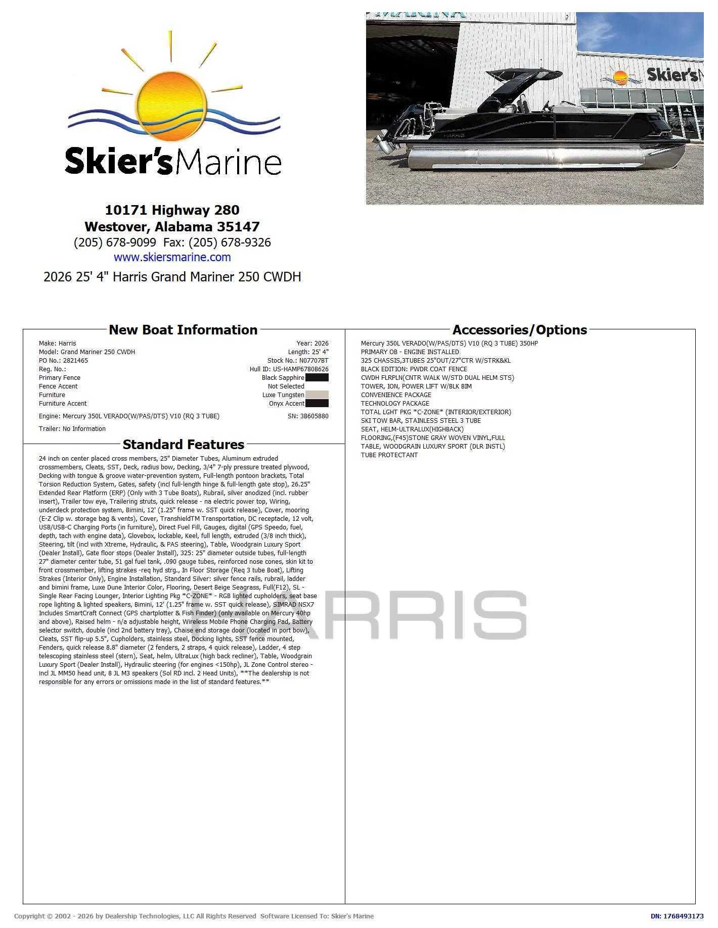 2026 Harris Grand Mariner 250 CWDH - 2