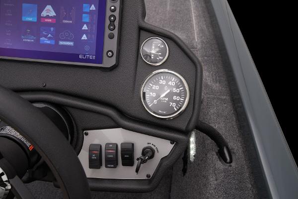 Manufacturer Provided Image: Dashboard of 2025 Ranger RT178 boat with gauges and control panel.