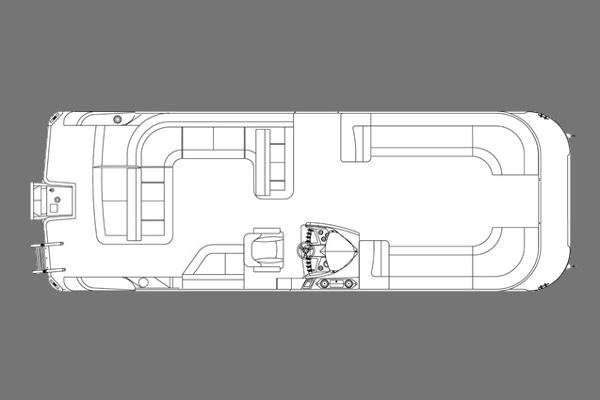 Manufacturer Provided Image: Top view layout of 2017 Crest Caribbean 250 L pontoon boat.