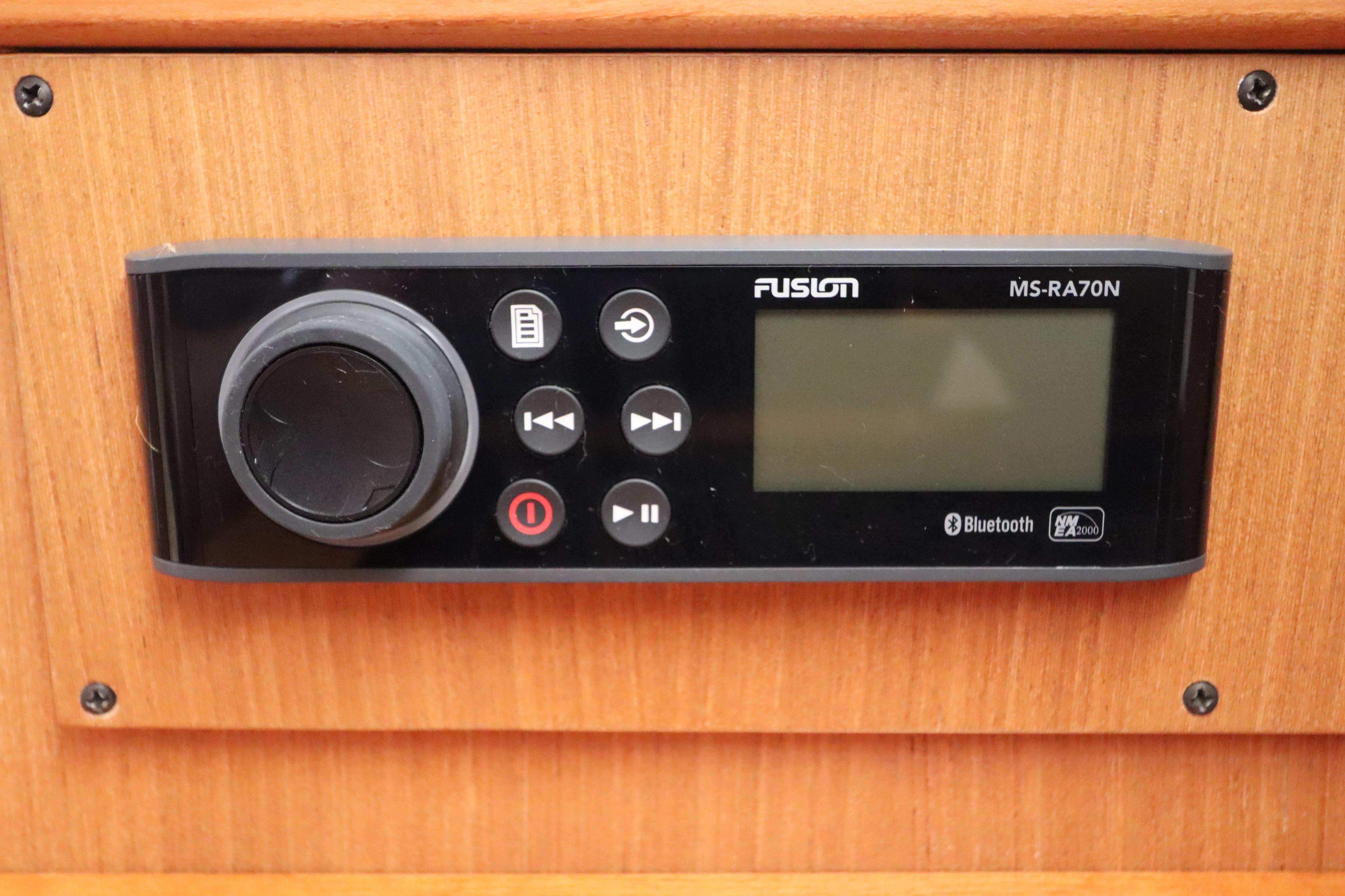 Fusion MS-RA70N stereo system on Catalina 355, 2011 model, with Bluetooth connectivity.