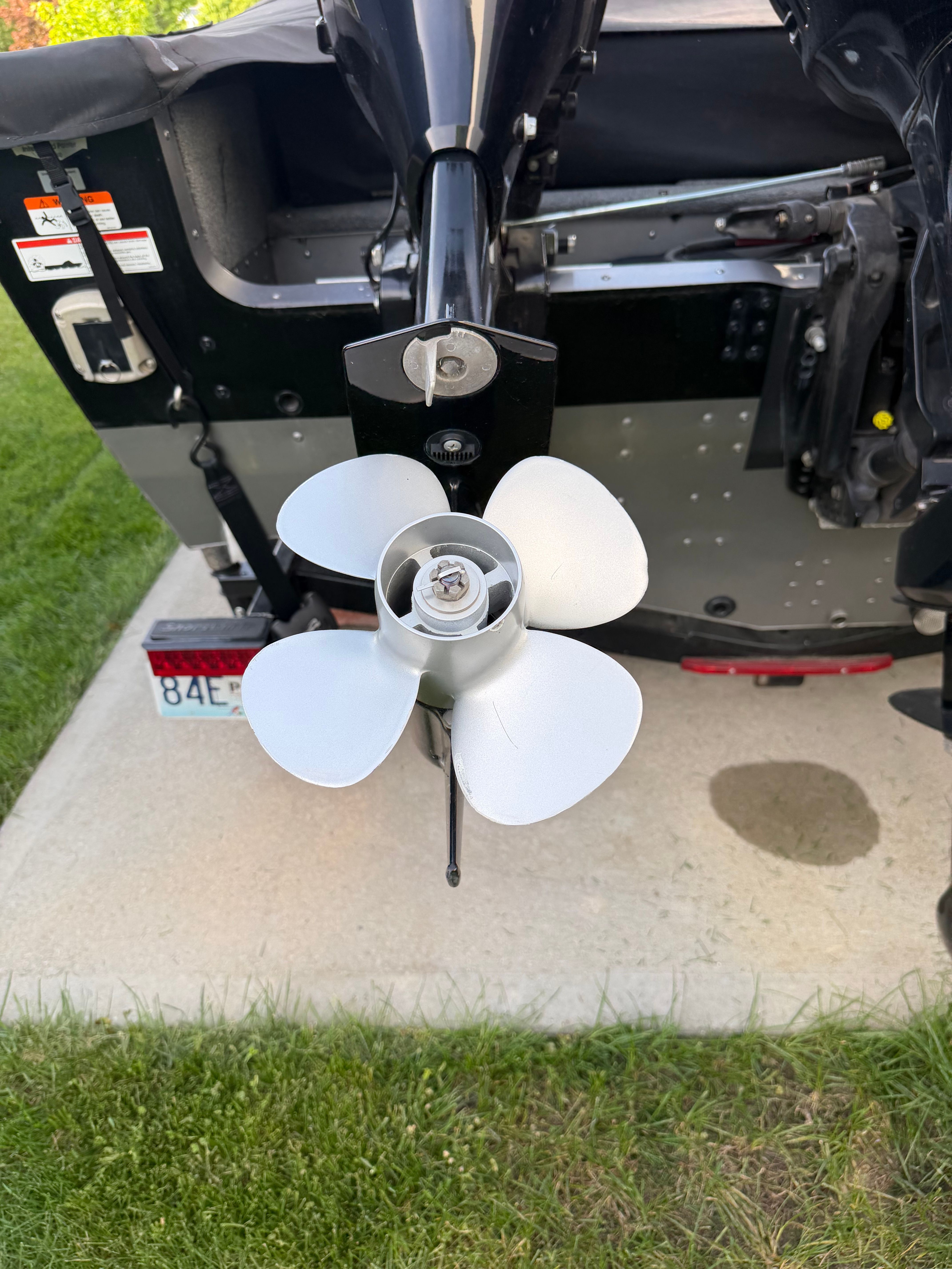 2017 Lund Pro V 1975 boat with outboard motor and propeller.