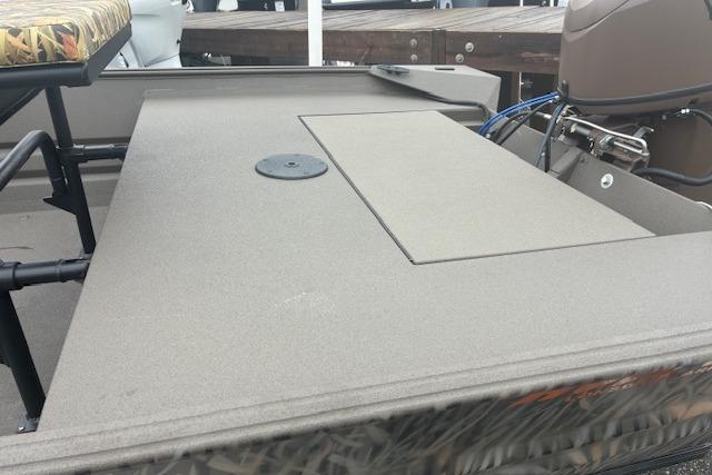 2026 Alweld 1760VV Marsh Console CC boat deck with storage compartment.