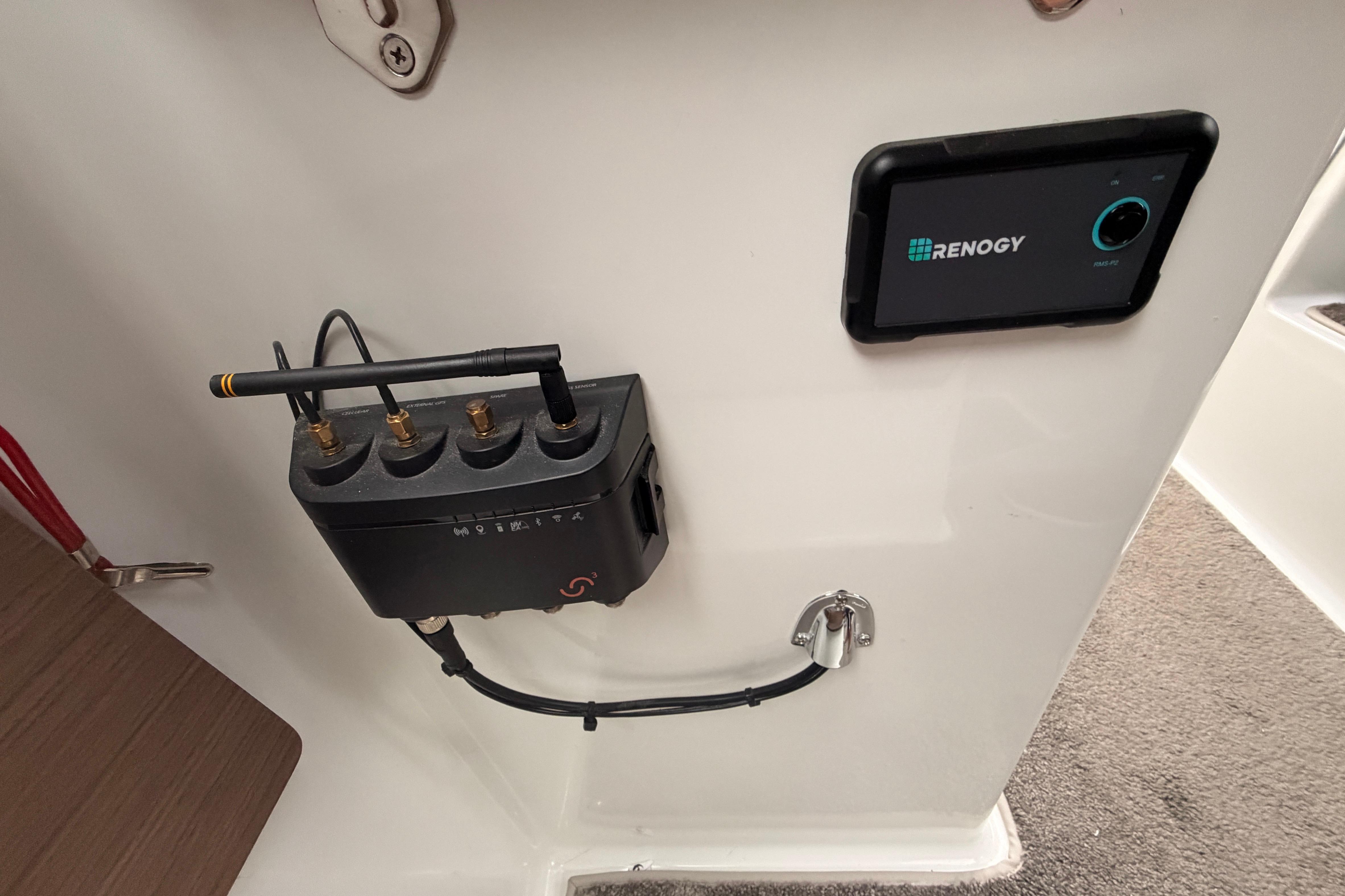Electrical panel with Renogy display in 2026 Jeanneau NC Weekender 795 Series 2 boat.