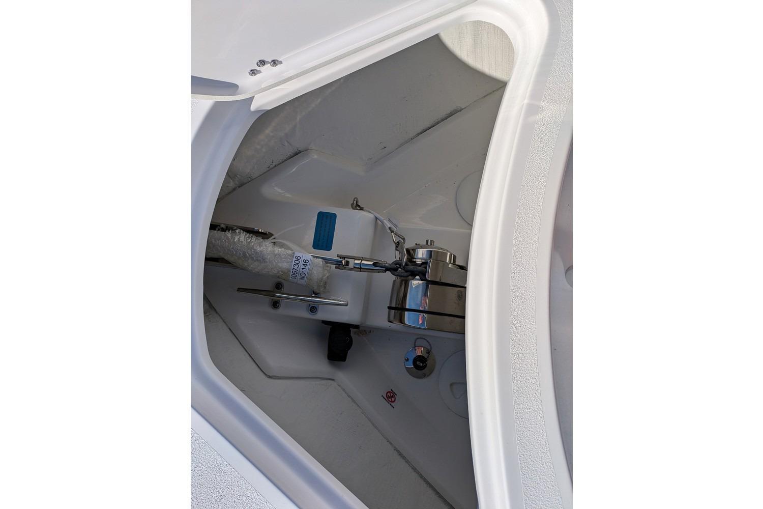 2025 Sportsman Open 282 Center Console anchor compartment detail.