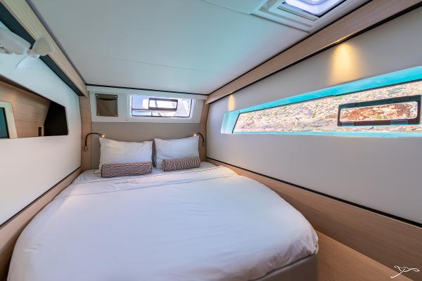 Luxurious cabin interior of 2025 Nautitech 44 Open yacht with modern design.